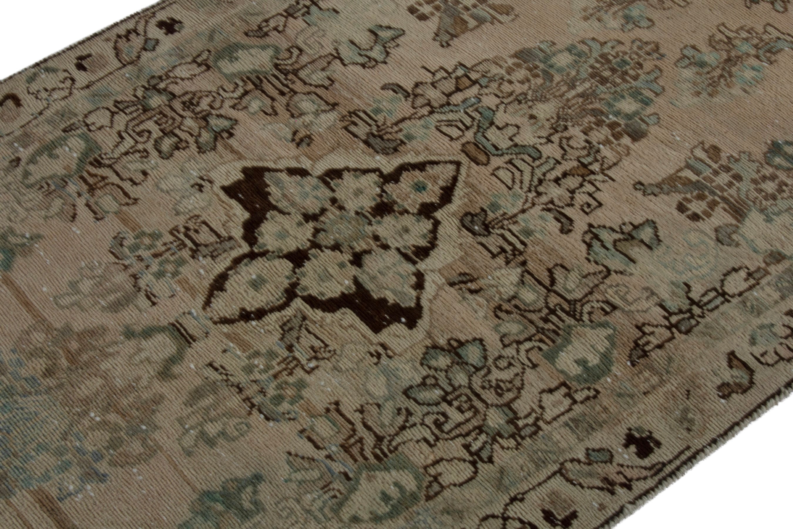 Persian Mahal runner rug in beige and sage, view 6 of 20