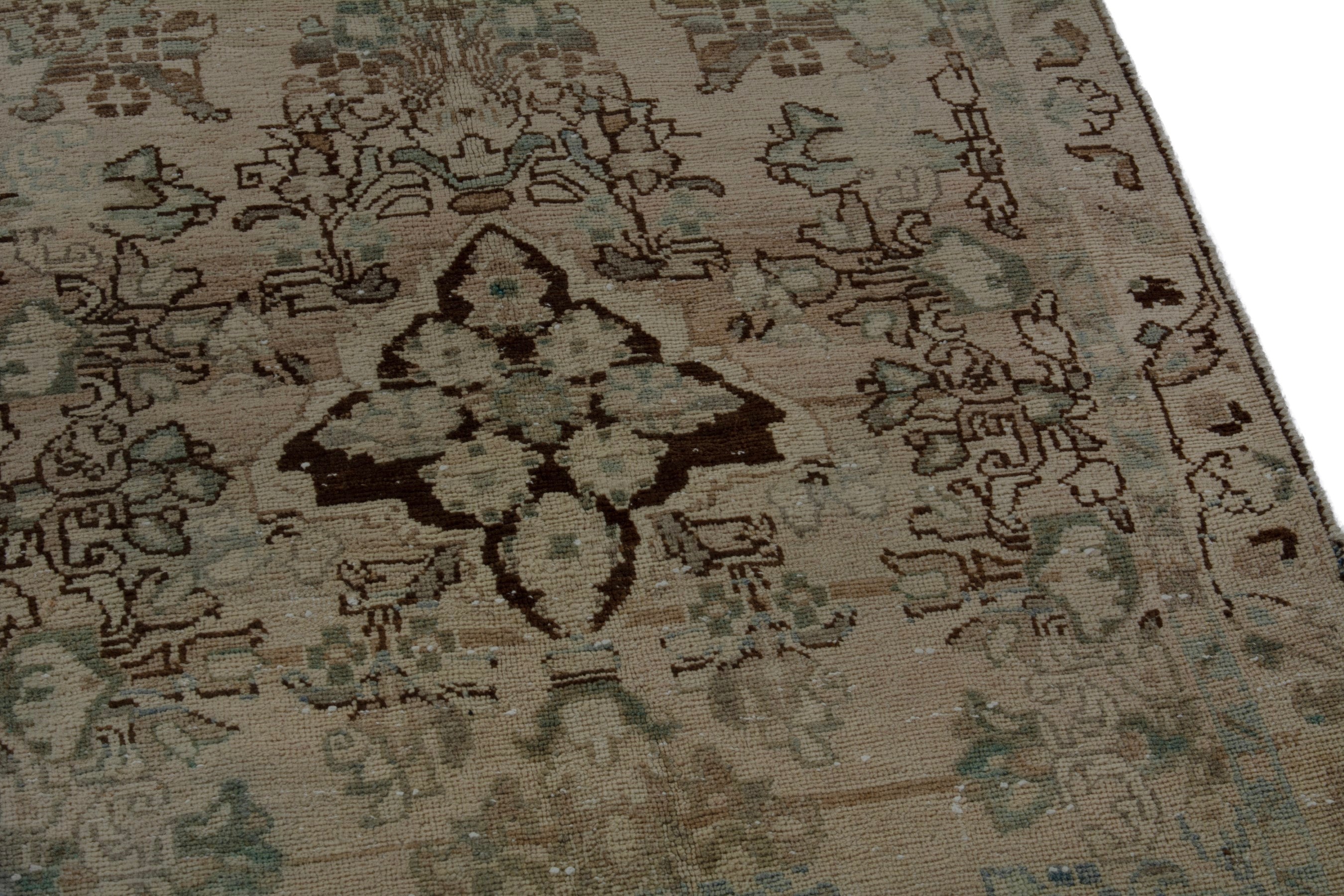 Persian Mahal runner rug in beige and sage, view 7 of 20