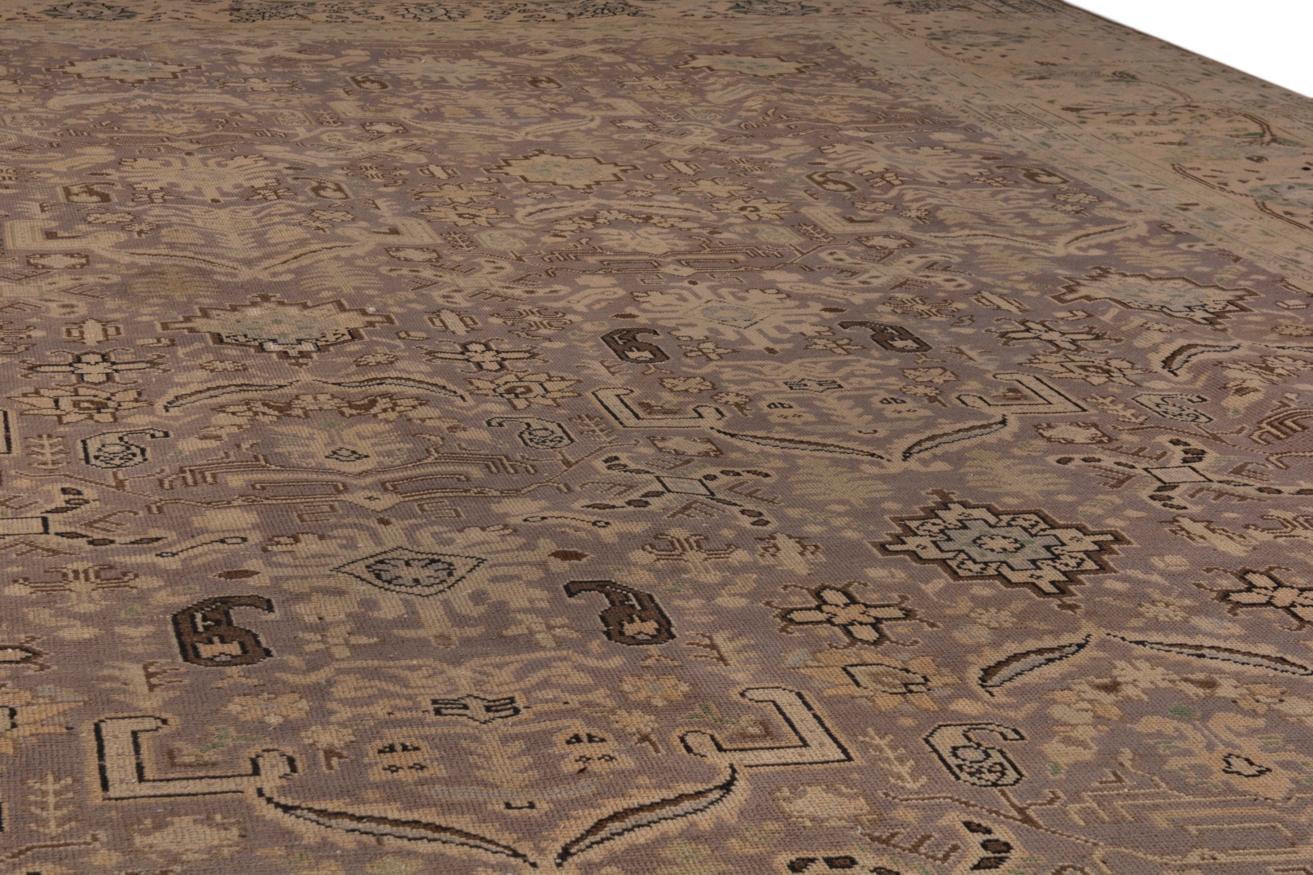 Persian Tabriz oversized rug in taupe and tan, view 10 of 20