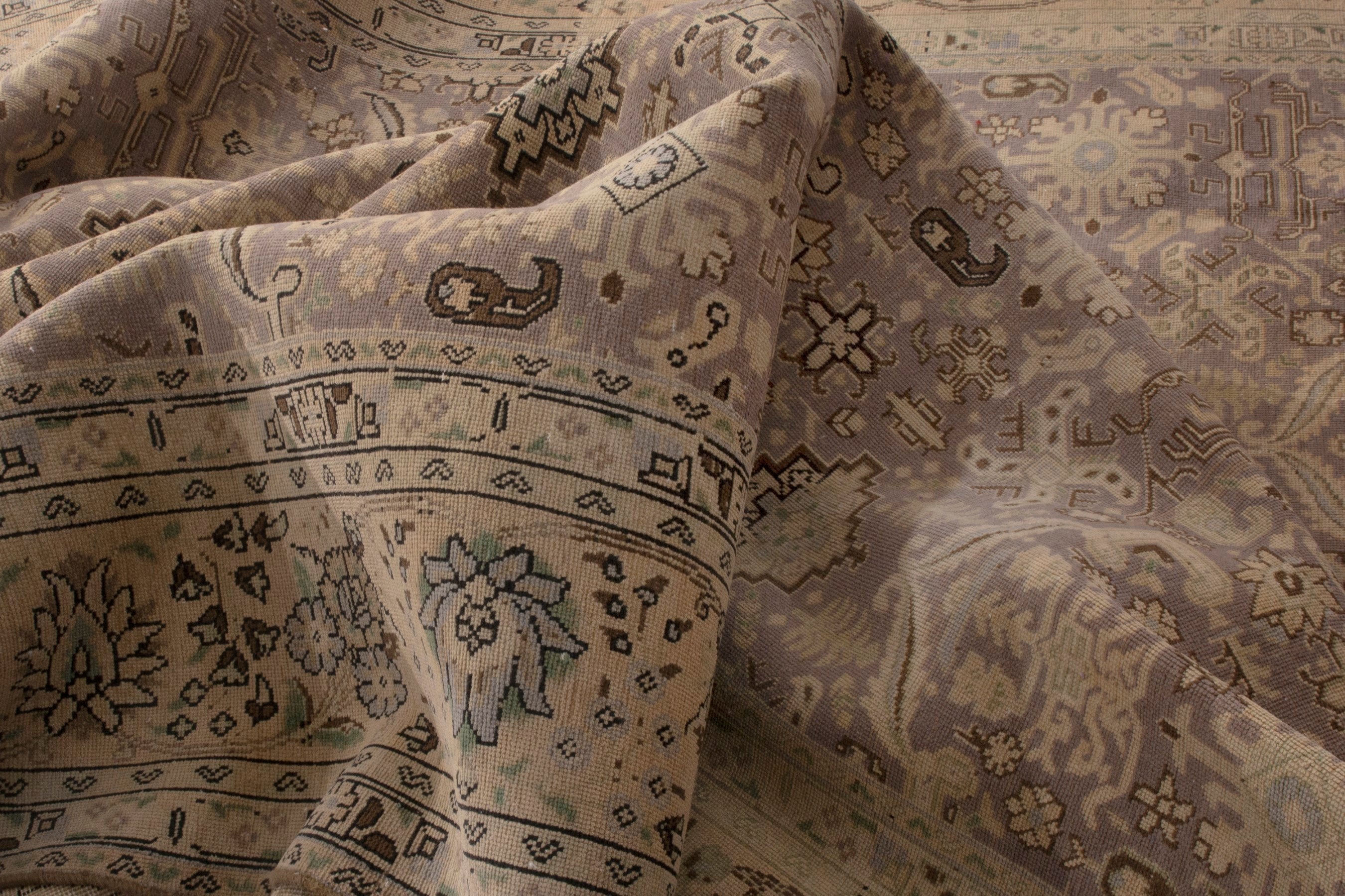 Persian Tabriz oversized rug in taupe and tan, view 17 of 20