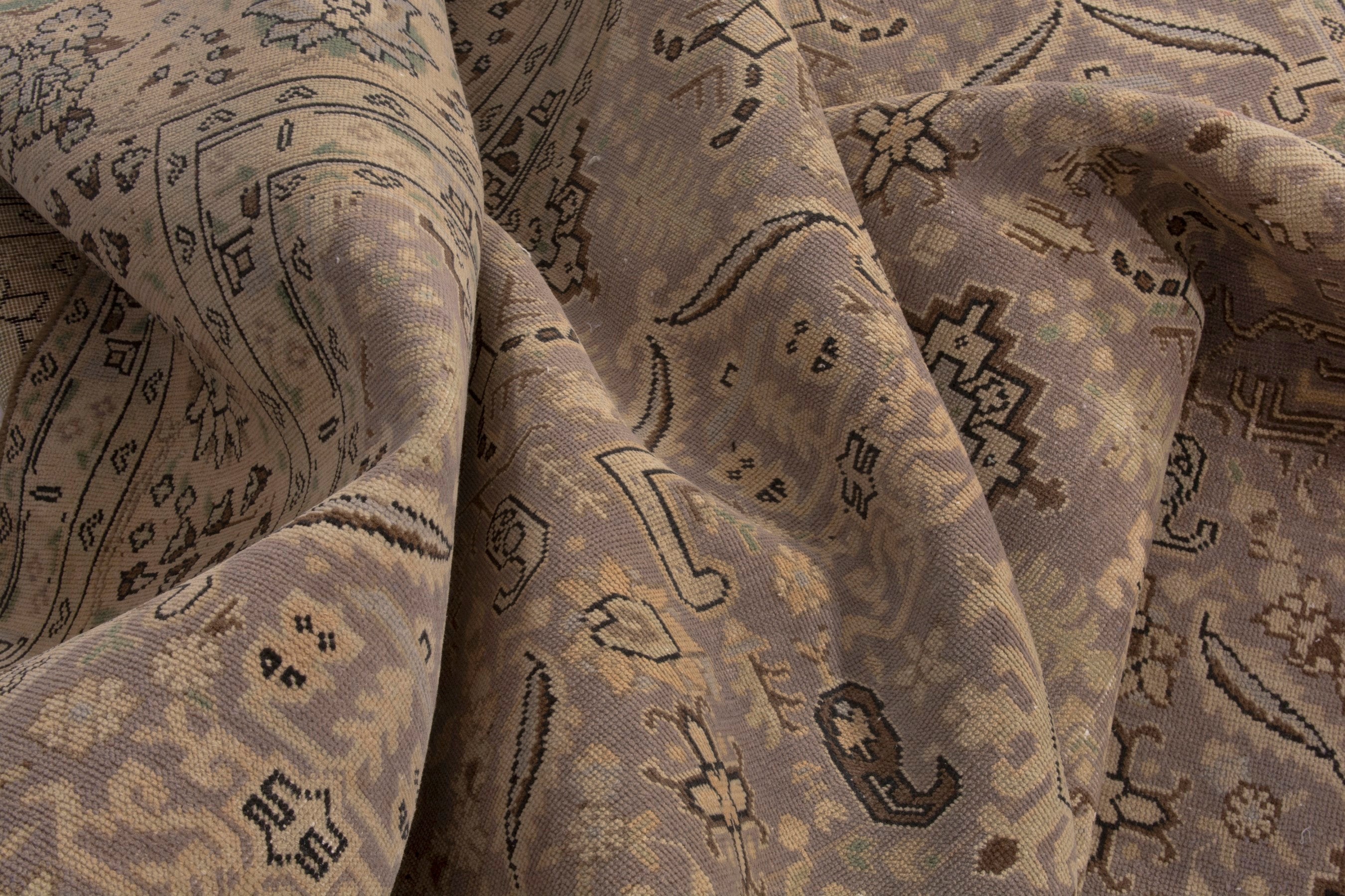 Persian Tabriz oversized rug in taupe and tan, view 18 of 20
