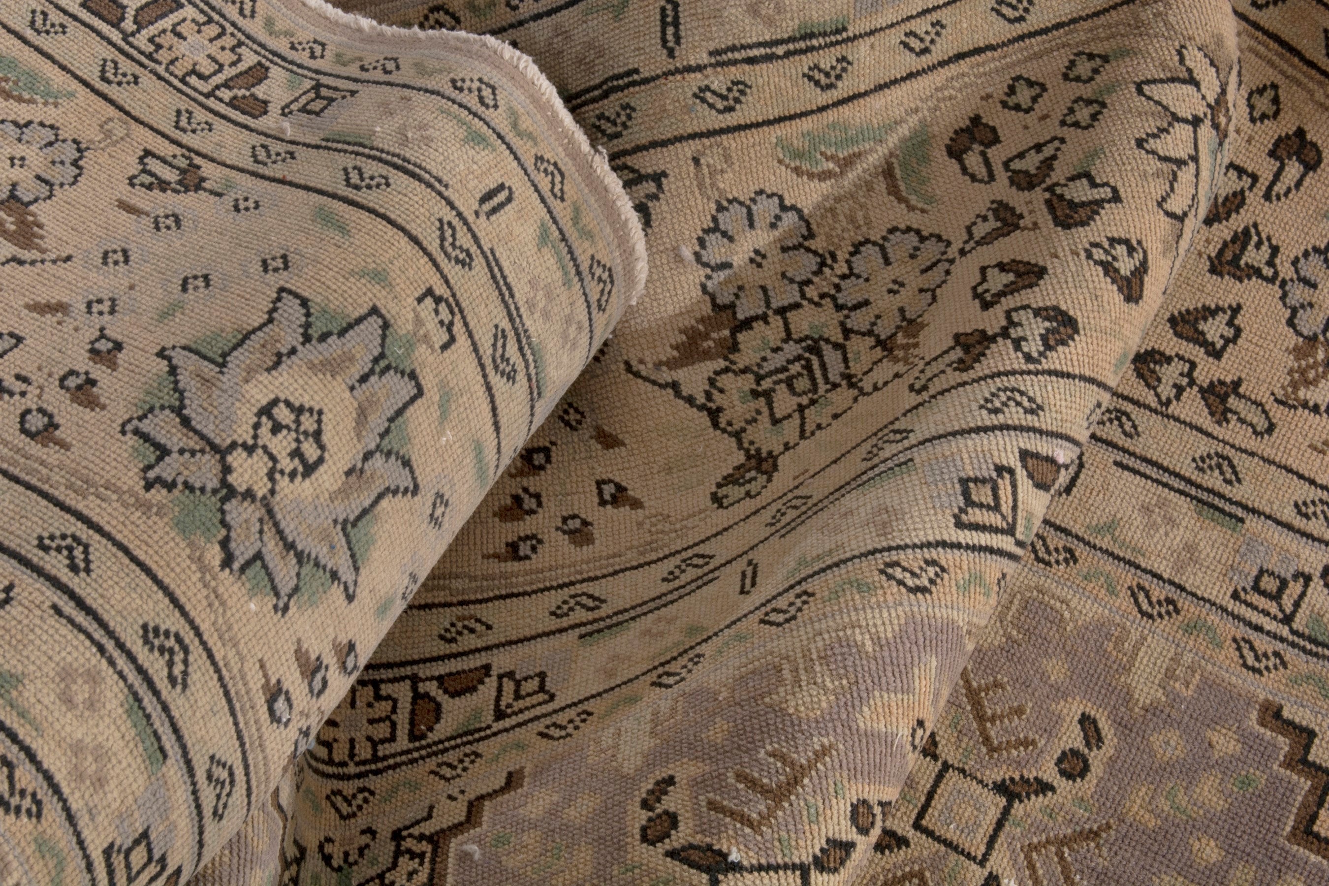 Persian Tabriz oversized rug in taupe and tan, view 19 of 20
