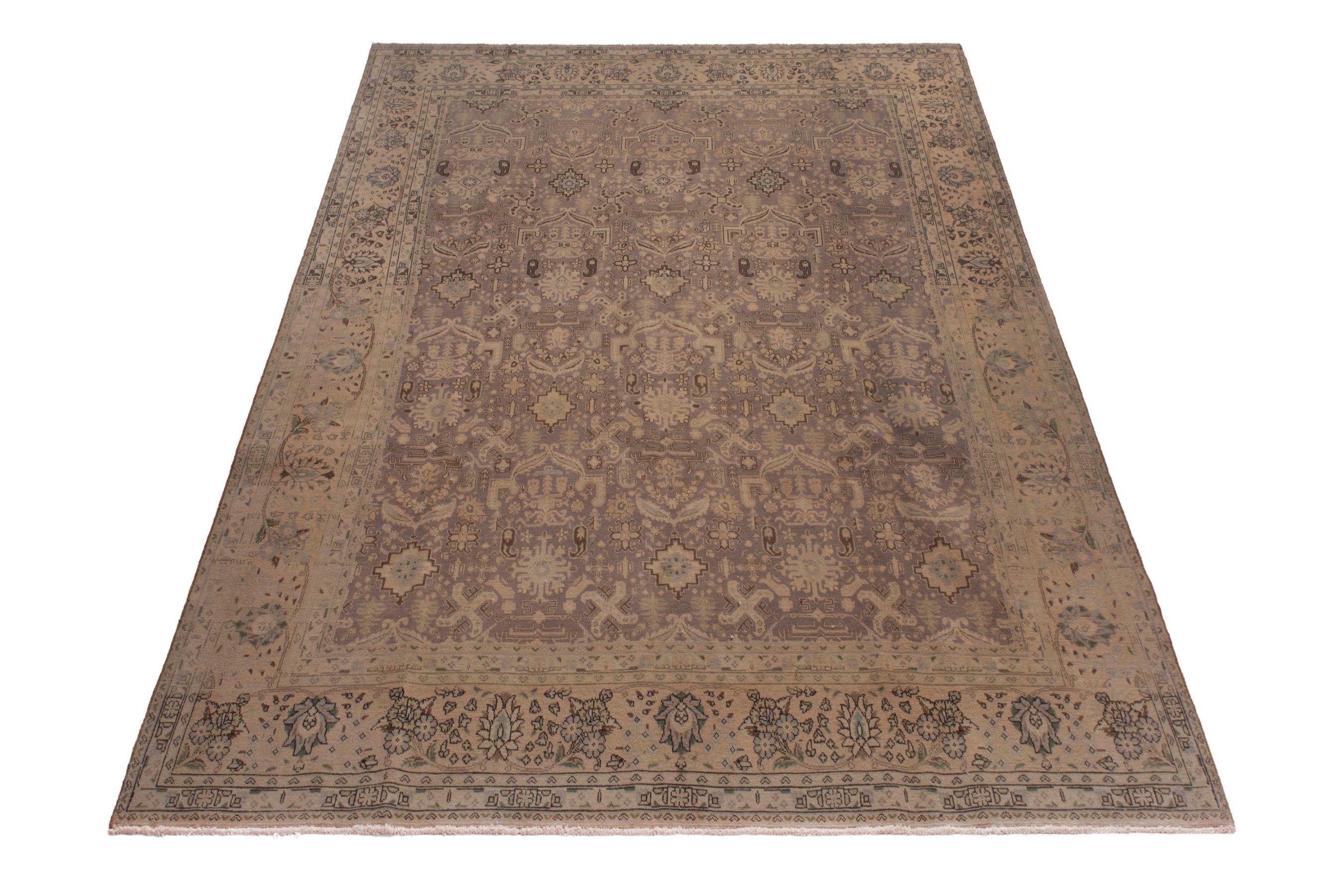 Persian Tabriz oversized rug in taupe and tan, view 2 of 20