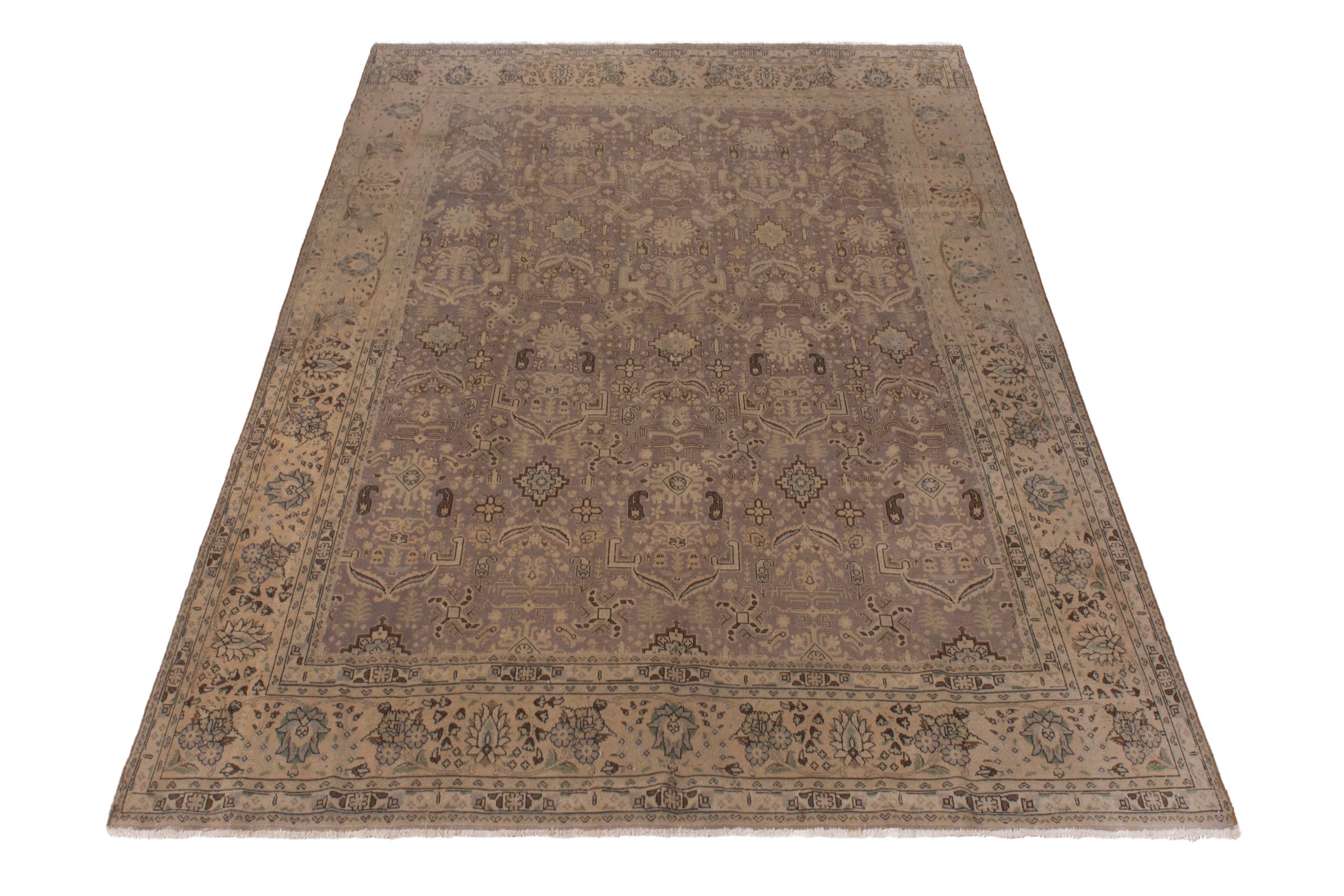 Persian Tabriz oversized rug in taupe and tan, view 3 of 20