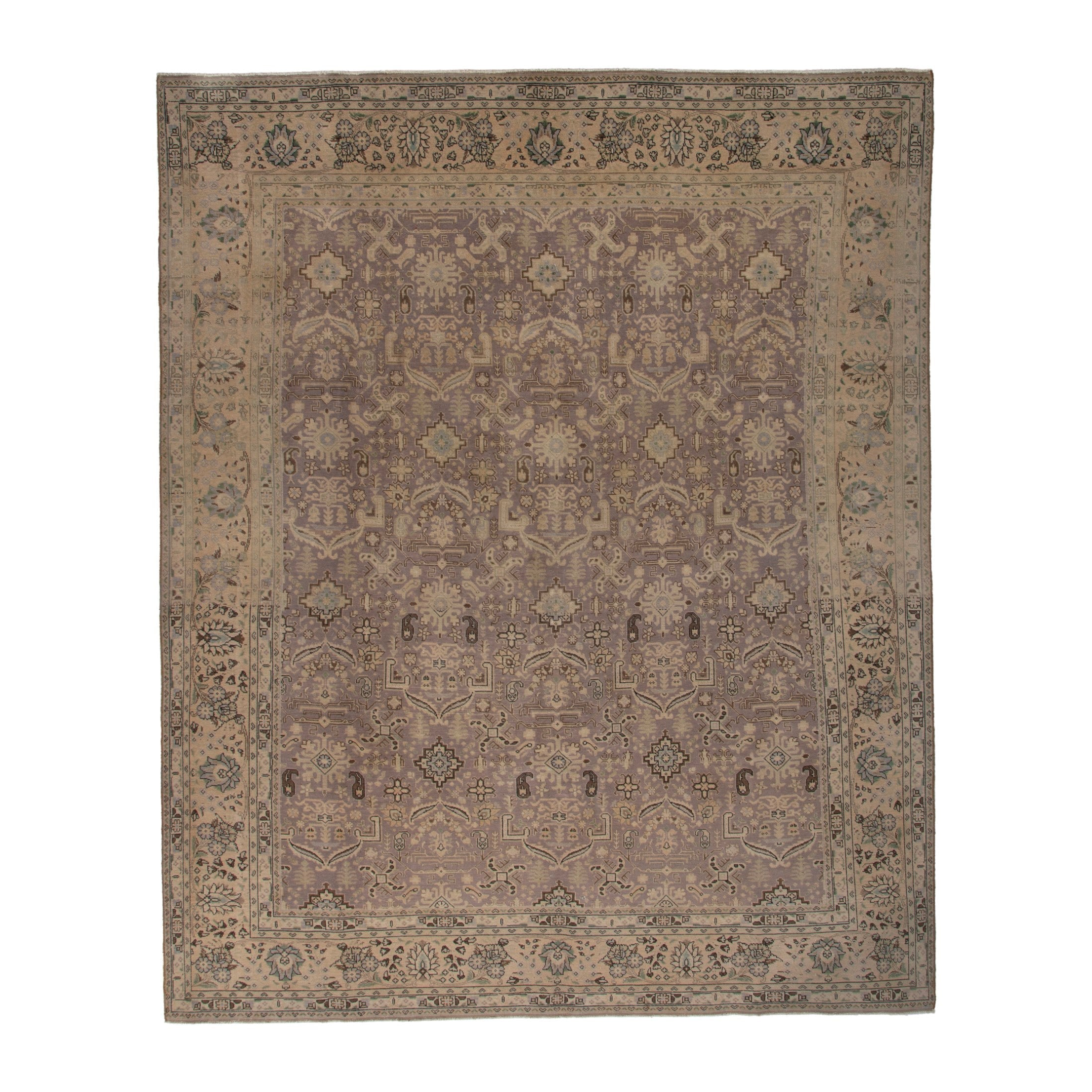 Persian Tabriz oversized rug in taupe and tan, 10'1" x 12'10"