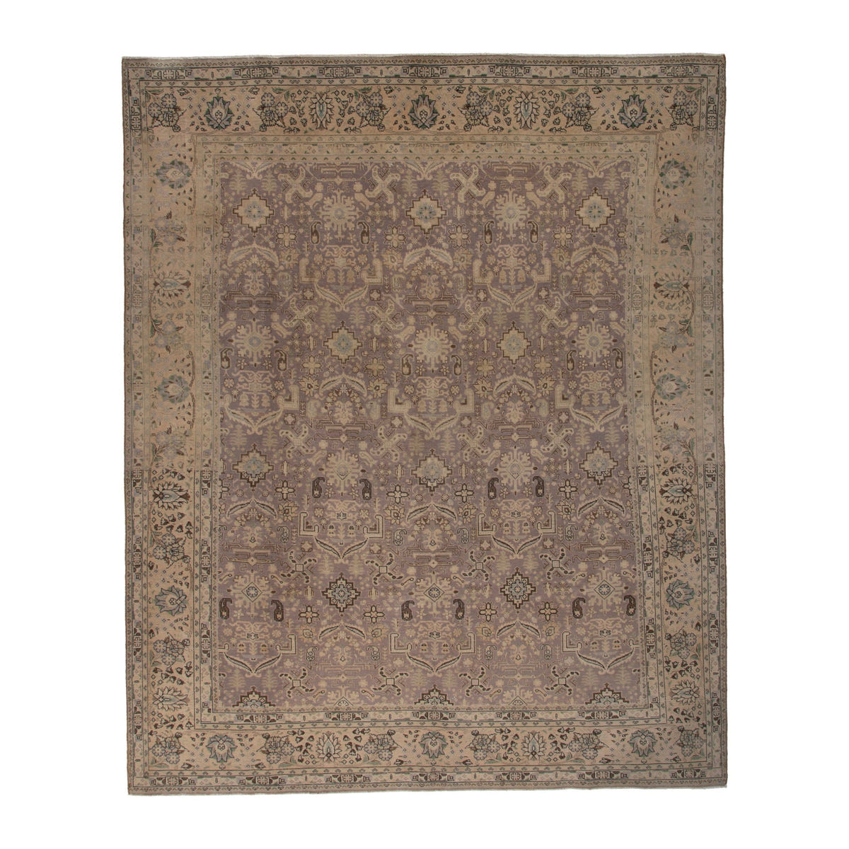 Persian Tabriz oversized rug in taupe and tan, 10'1" x 12'10"