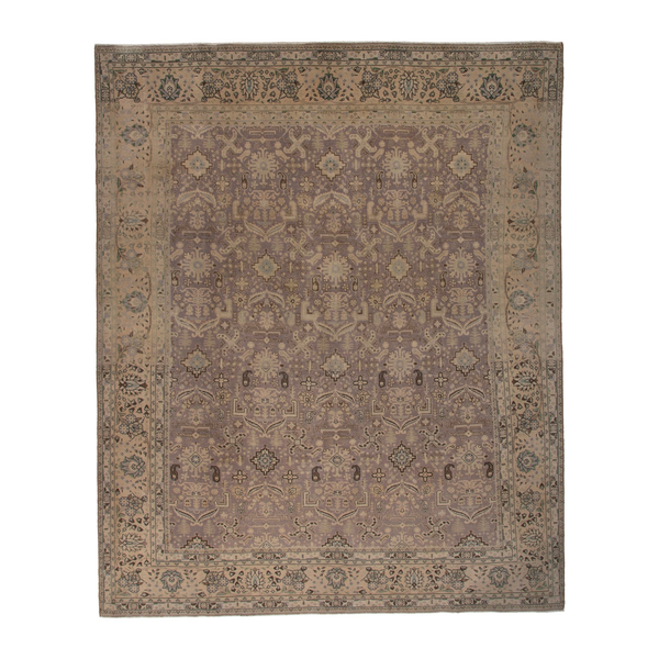 Persian Tabriz oversized rug in taupe and tan, 10'1" x 12'10"