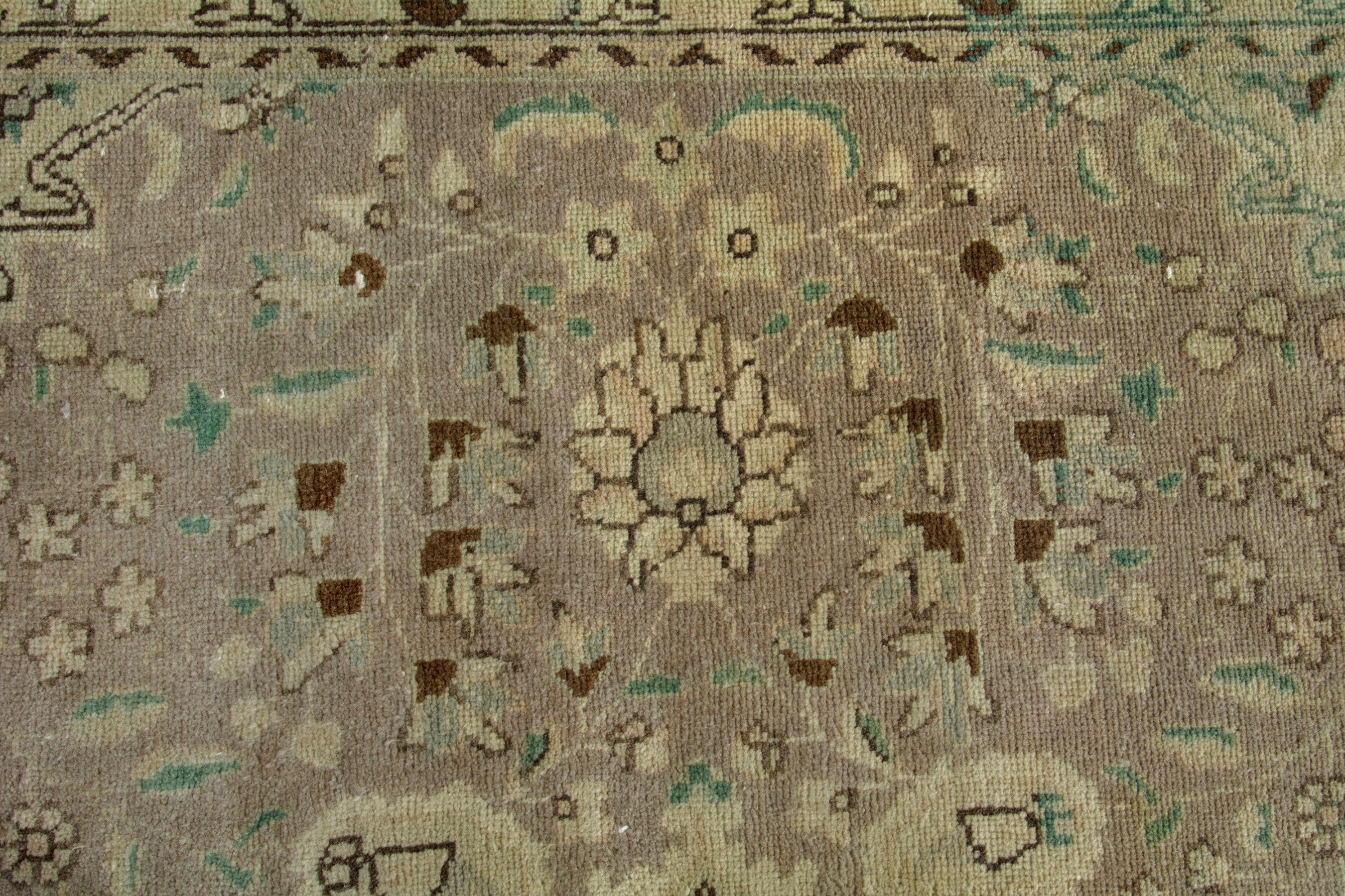 Persian Tabriz oversized rug in sage and taupe, view 14 of 20