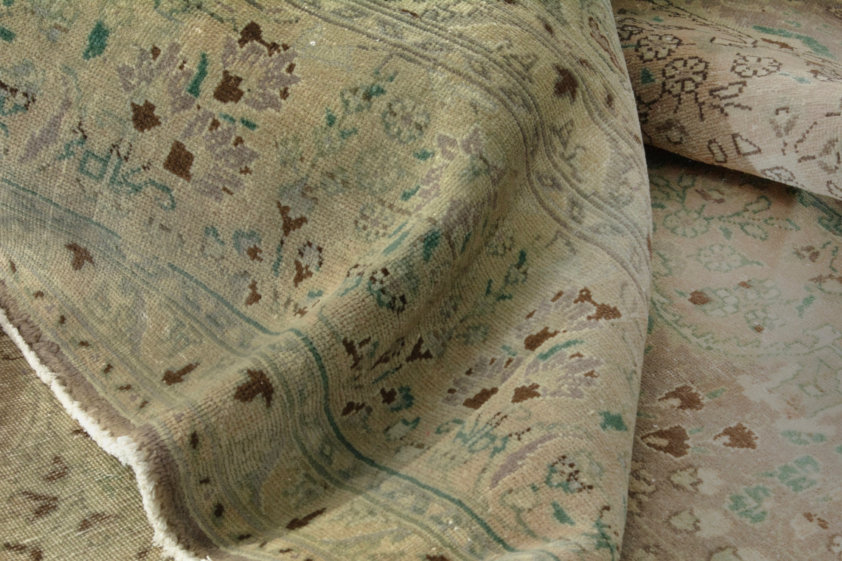Persian Tabriz oversized rug in sage and taupe, view 18 of 20