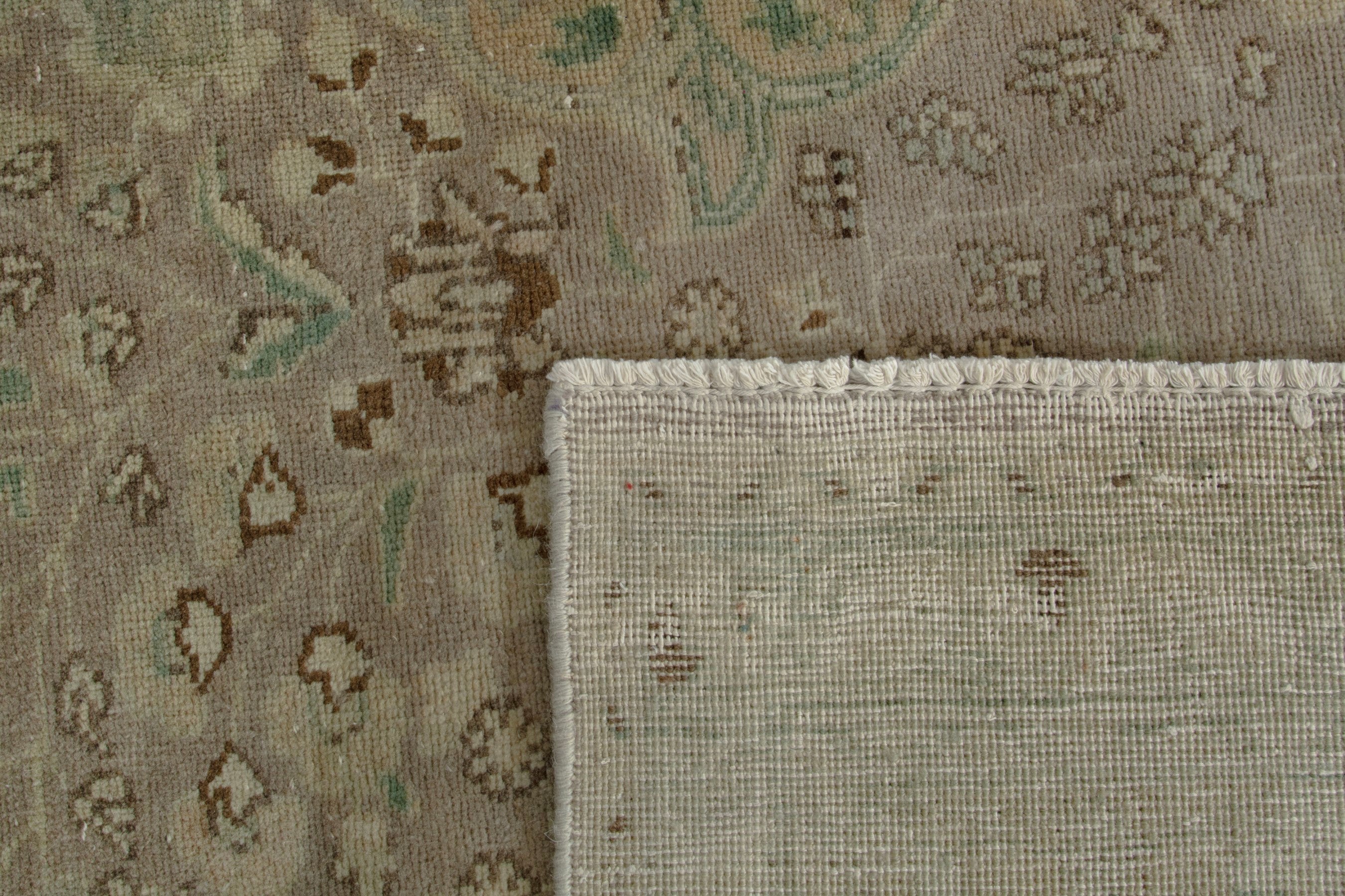 Persian Tabriz oversized rug in sage and taupe, view 20 of 20