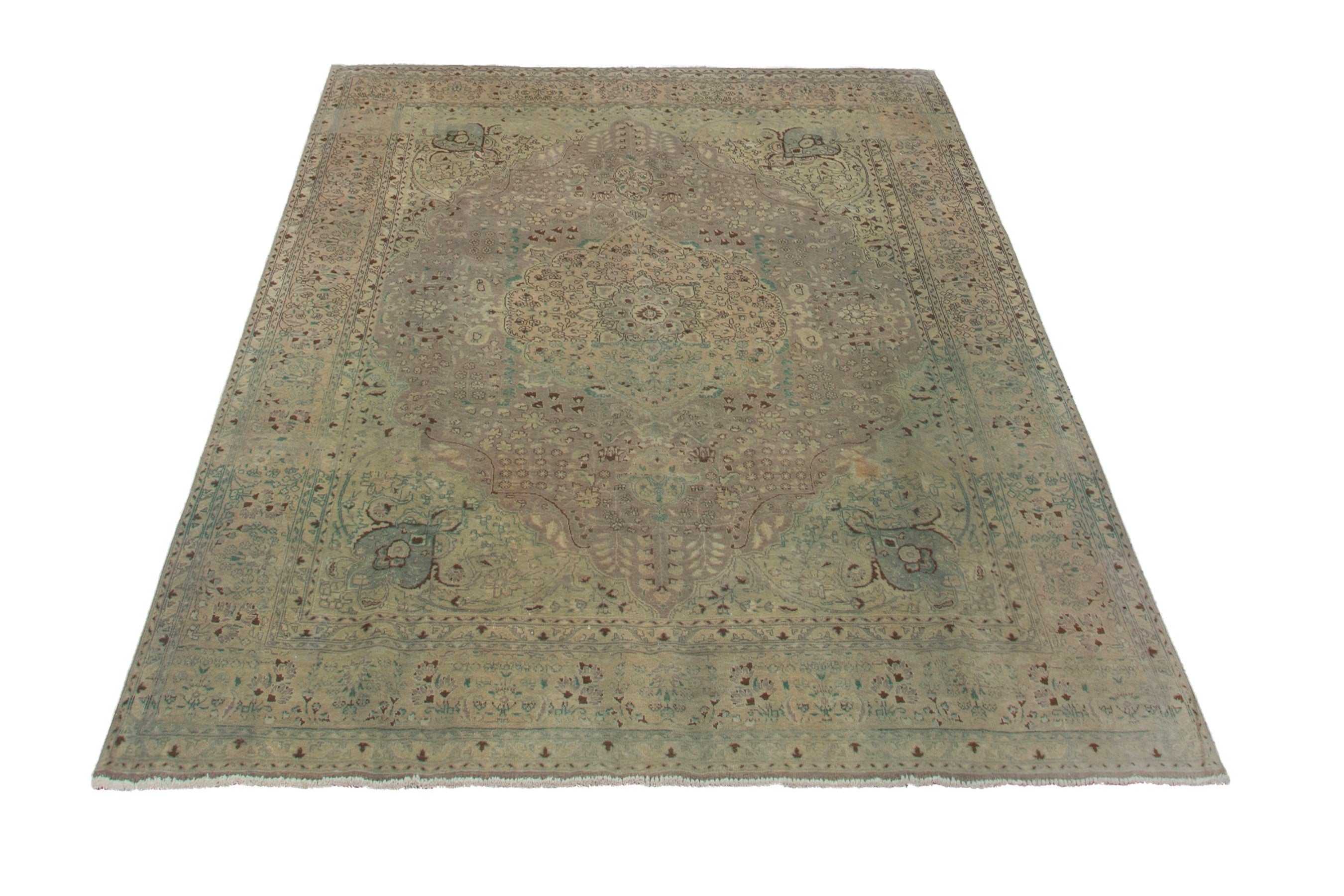 Persian Tabriz oversized rug in sage and taupe, view 3 of 20