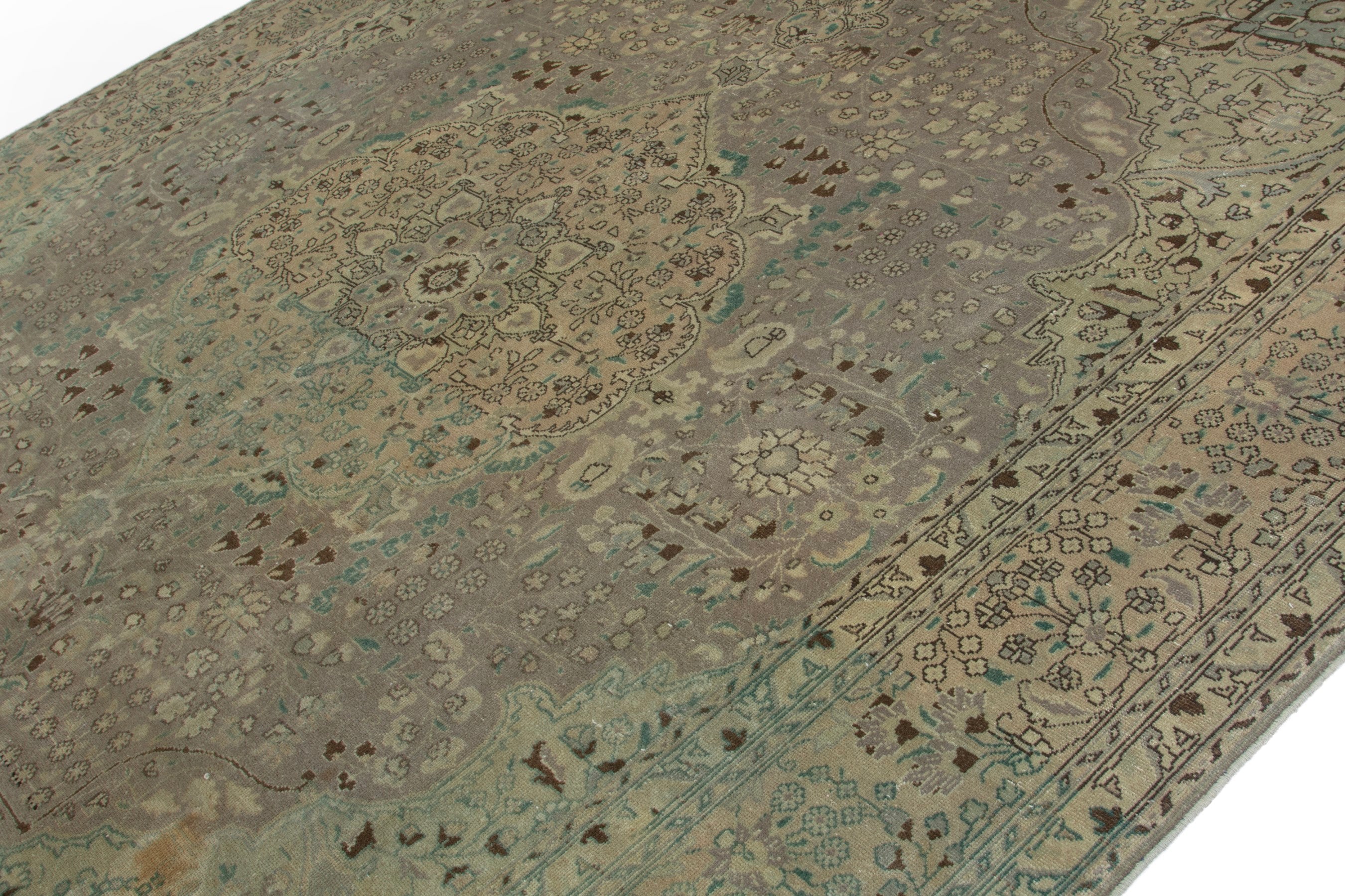 Persian Tabriz oversized rug in sage and taupe, view 6 of 20