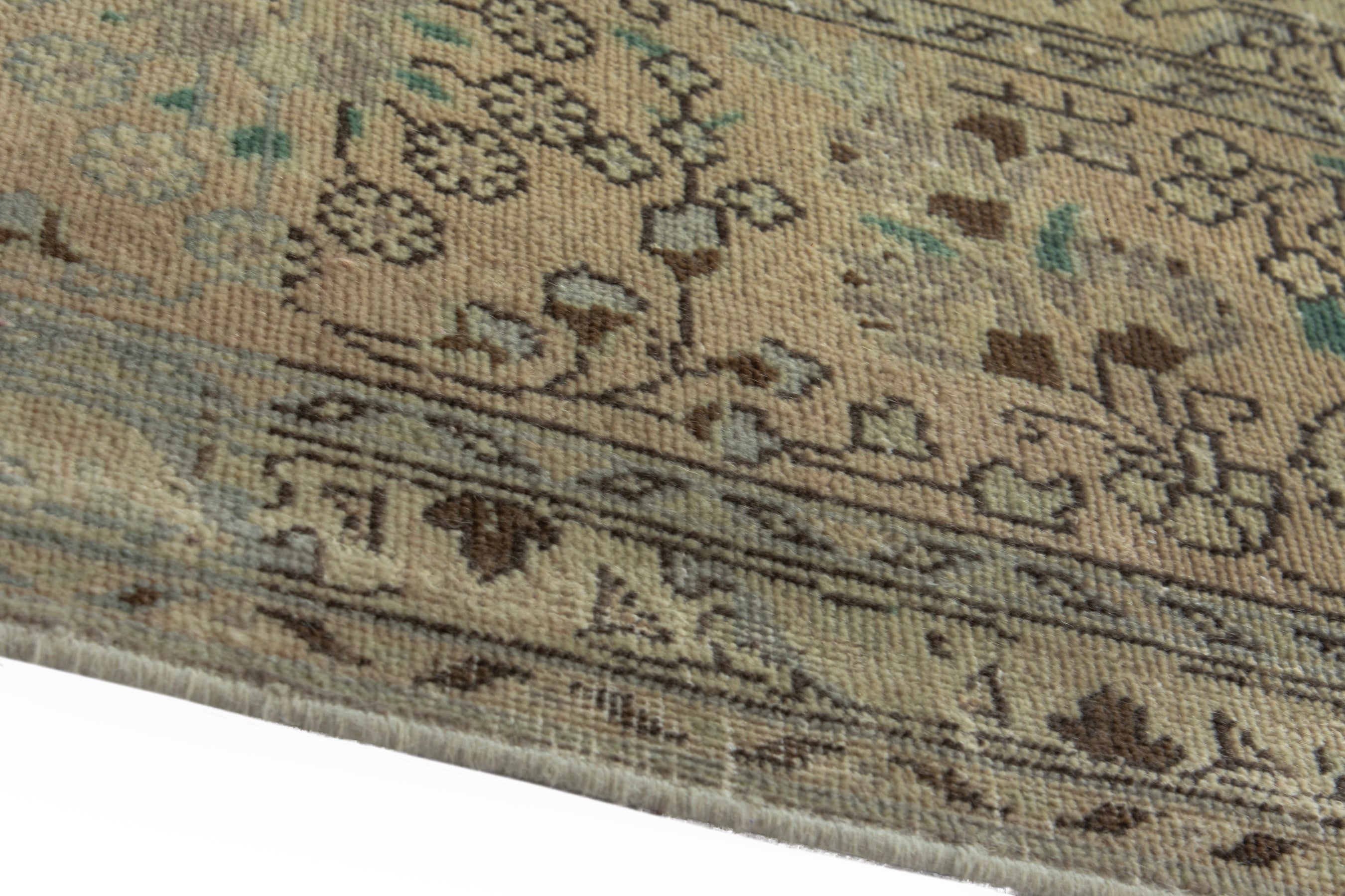Persian Tabriz oversized rug in sage and taupe, view 8 of 20