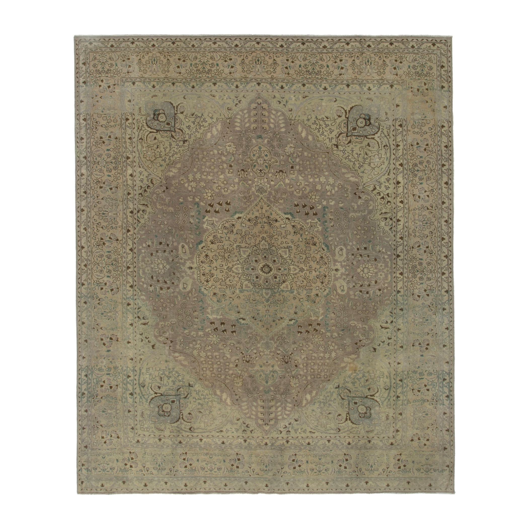 Persian Tabriz oversized rug in sage and taupe, 9'11" x 12'10"