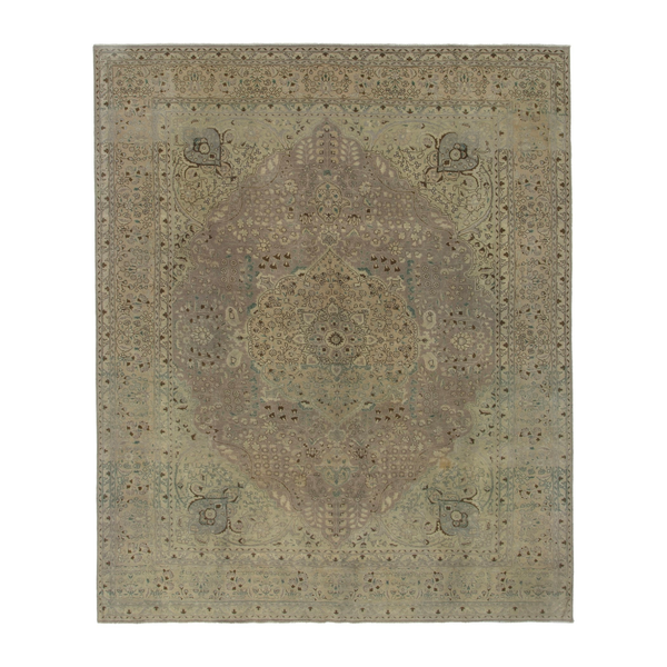 Persian Tabriz oversized rug in sage and taupe, 9'11" x 12'10"