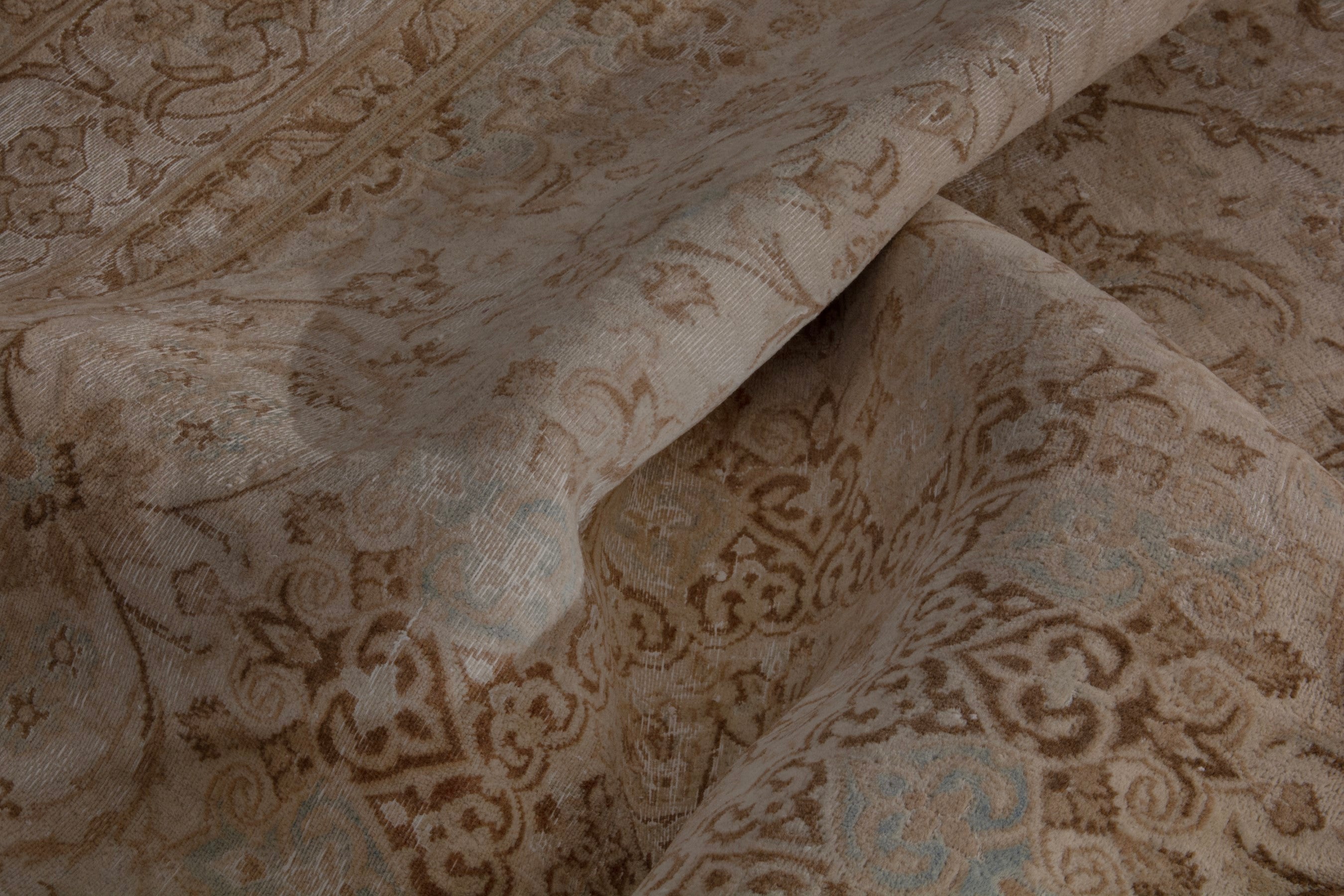Persian Nain area rug in taupe and greige, view 22 of 26