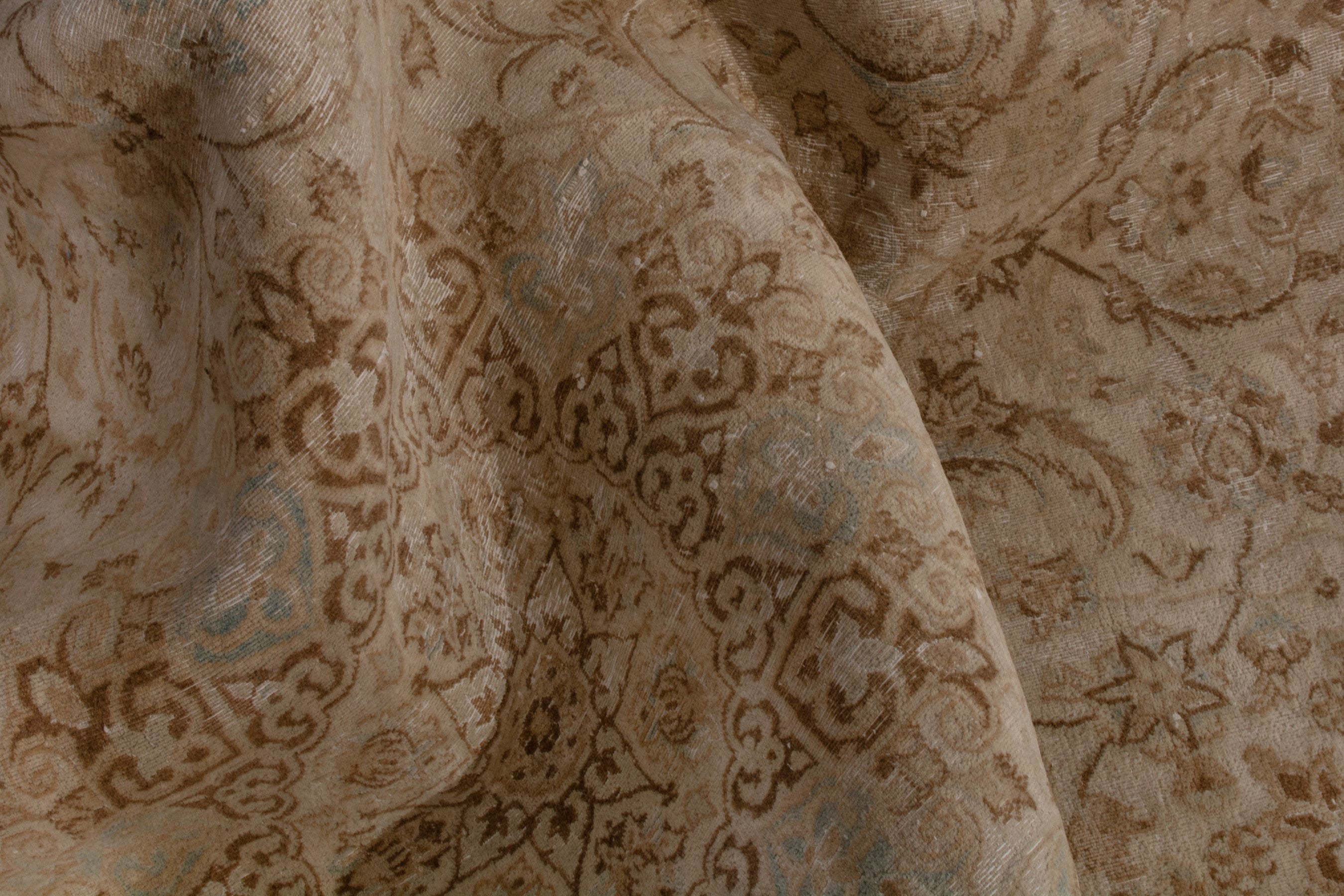 Persian Nain area rug in taupe and greige, view 24 of 26