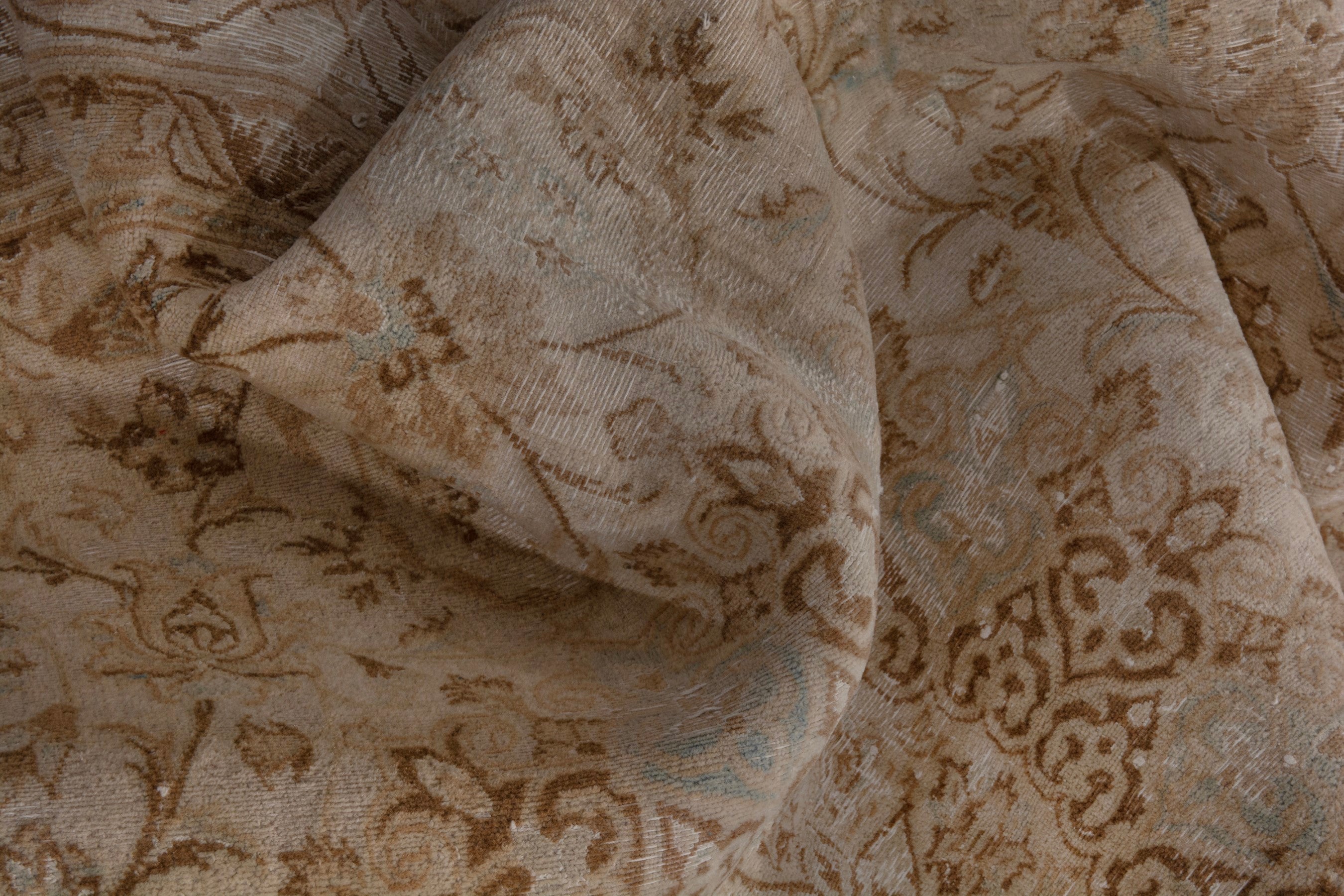 Persian Nain area rug in taupe and greige, view 25 of 26