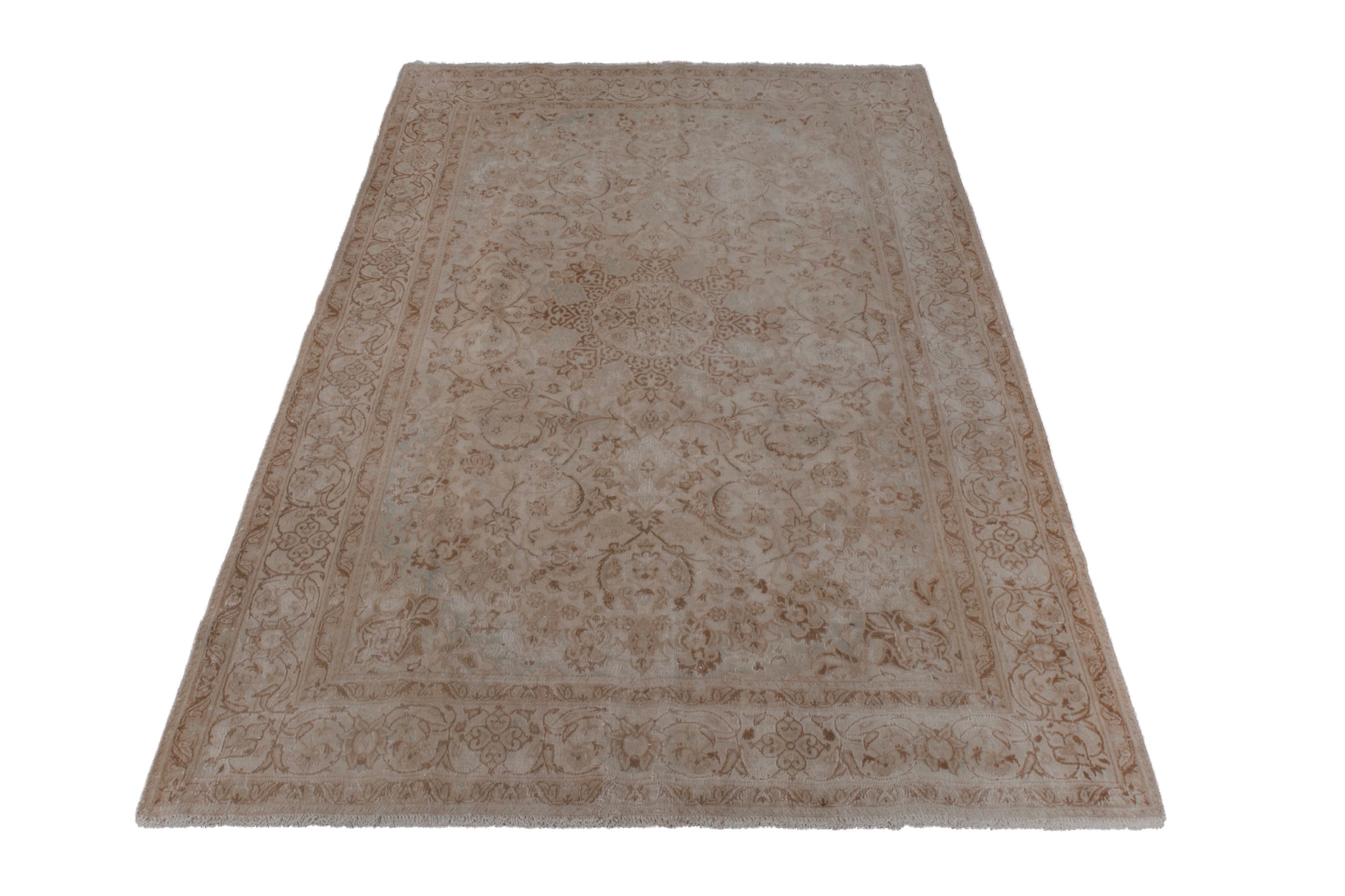 Persian Nain area rug in taupe and greige, view 2 of 26