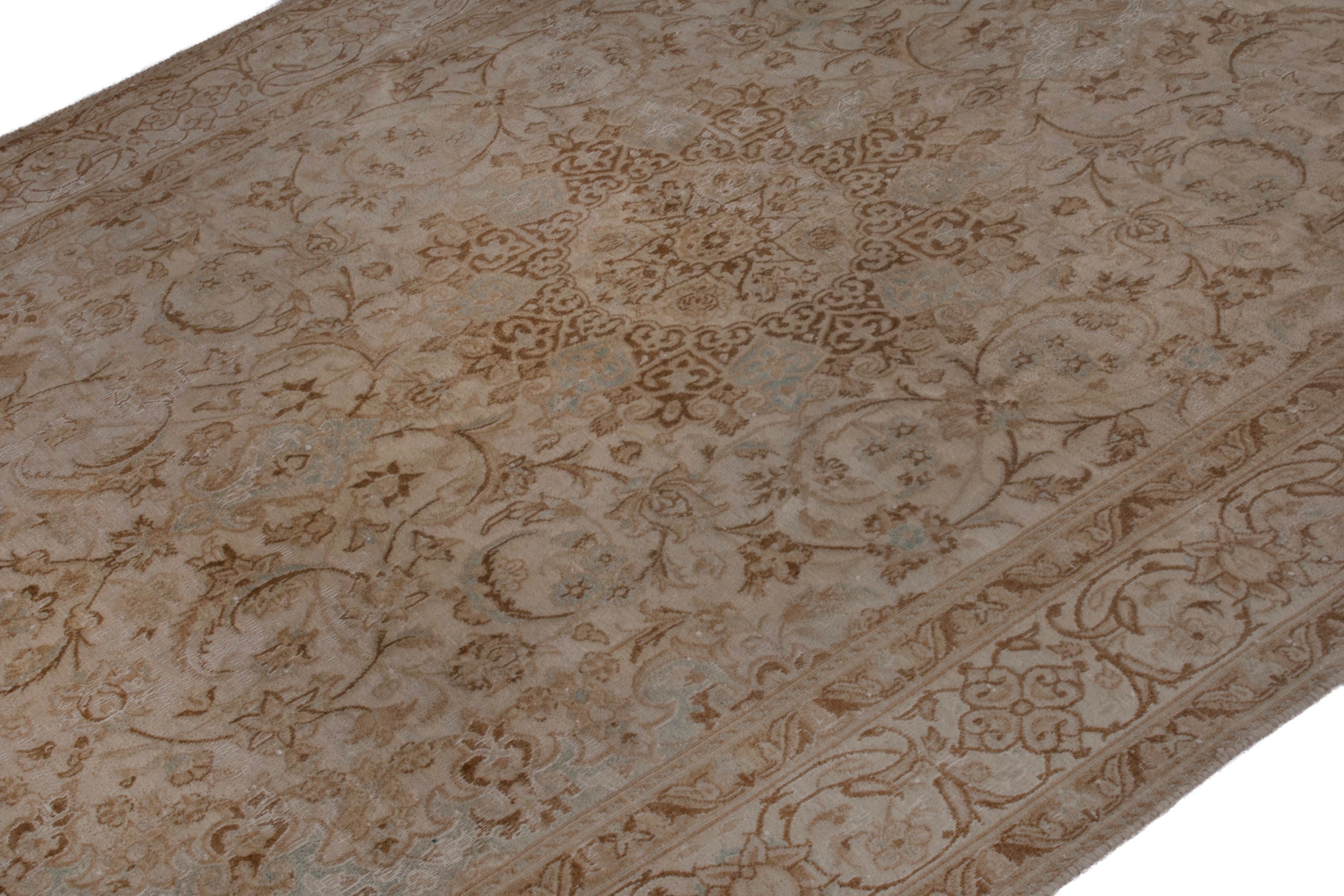 Persian Nain area rug in taupe and greige, view 6 of 26