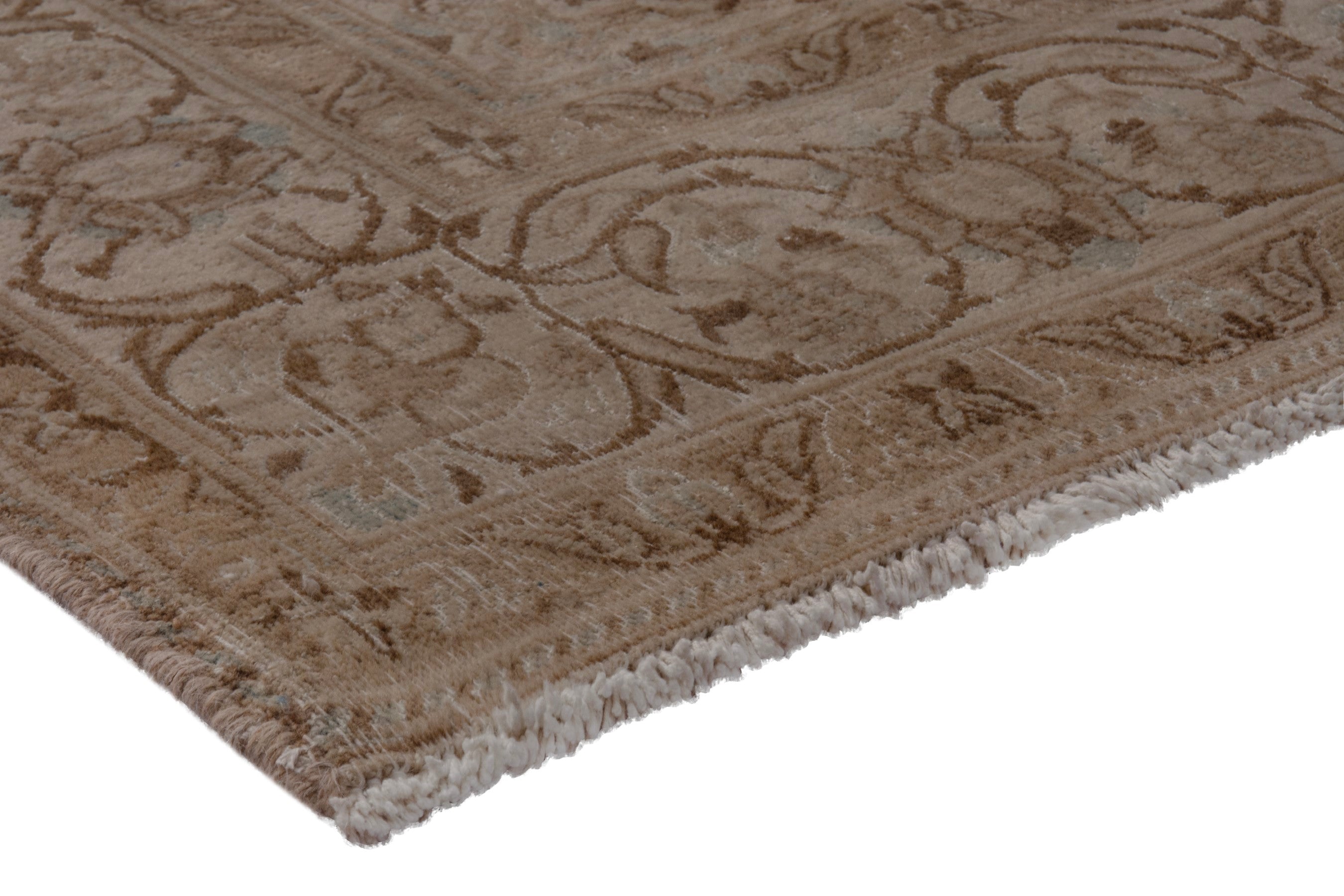 Persian Nain area rug in taupe and greige, view 4 of 26