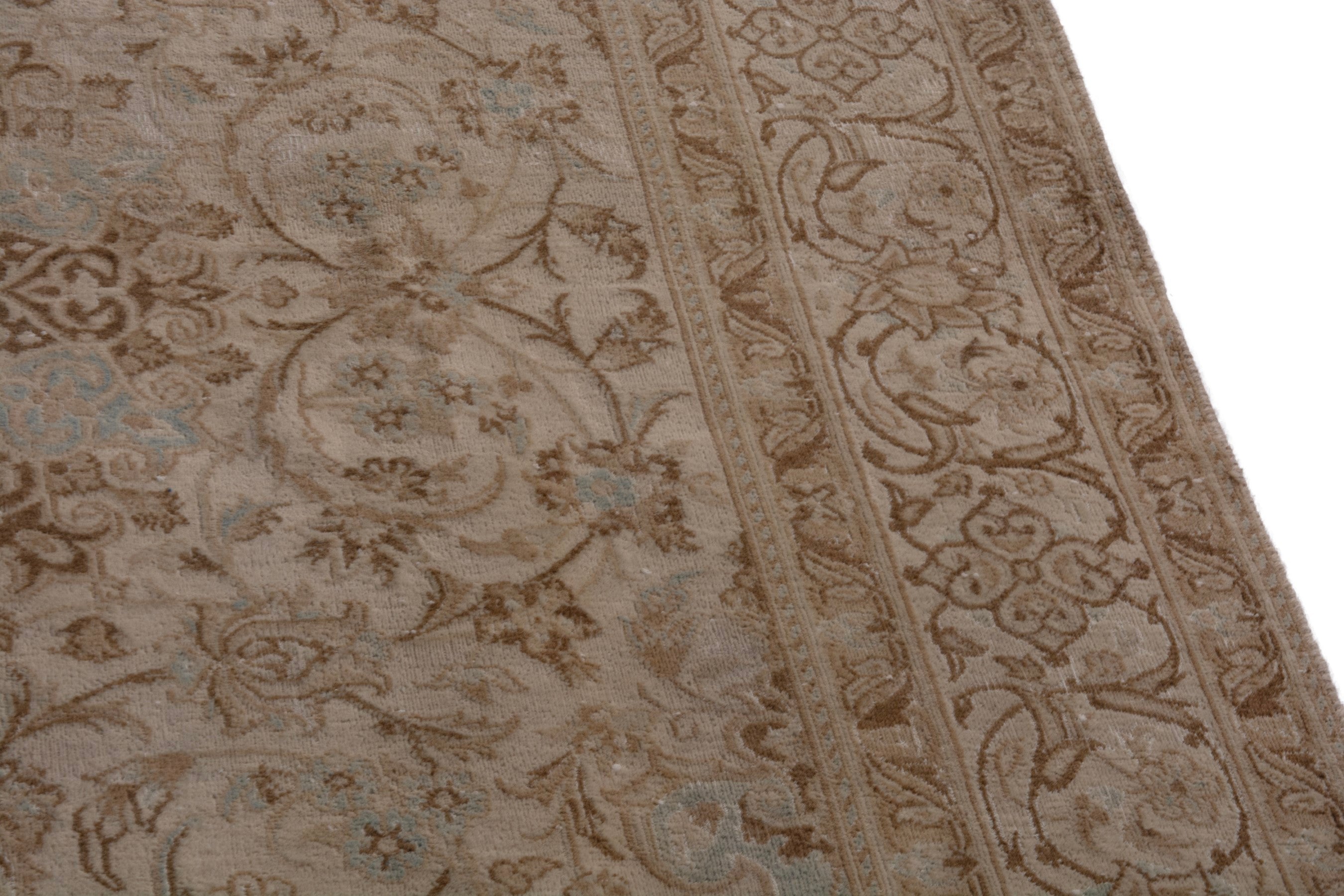 Persian Nain area rug in taupe and greige, view 7 of 26