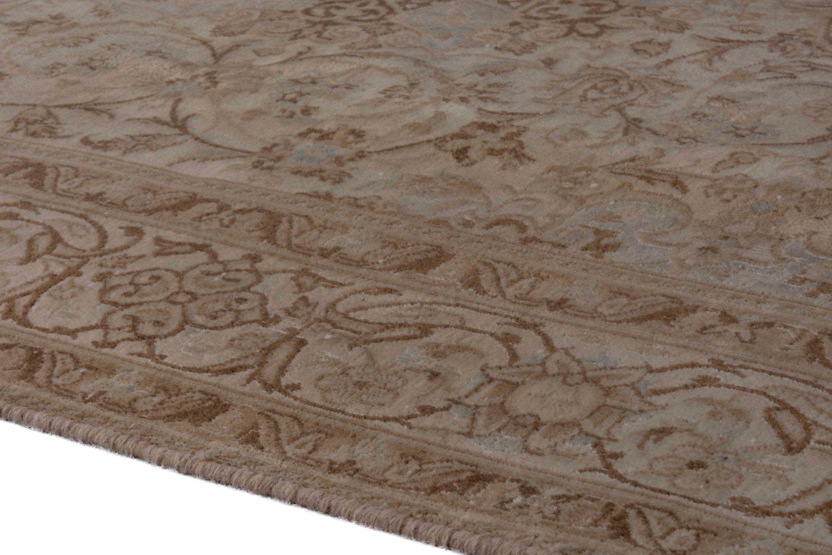 Persian Nain area rug in taupe and greige, view 8 of 26