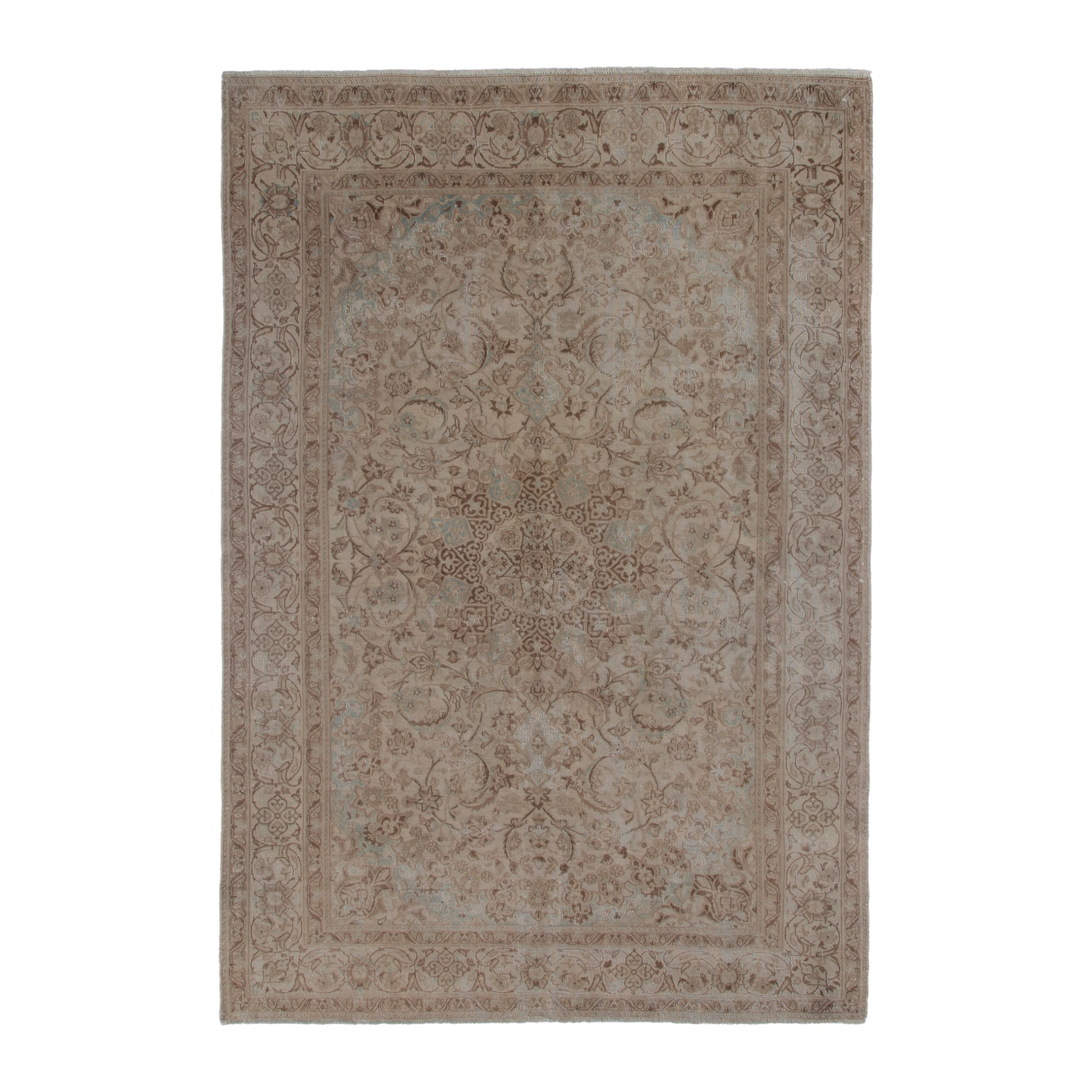 Persian Nain area rug in taupe and greige, 6'5" x 9'5"