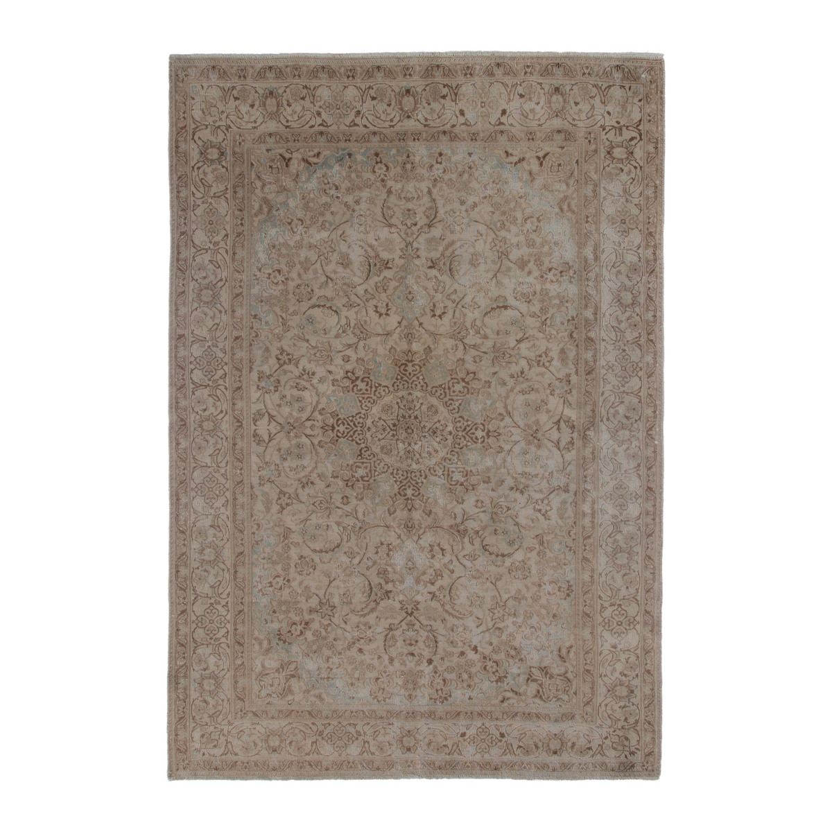 Persian Nain area rug in taupe and greige, 6'5" x 9'5"