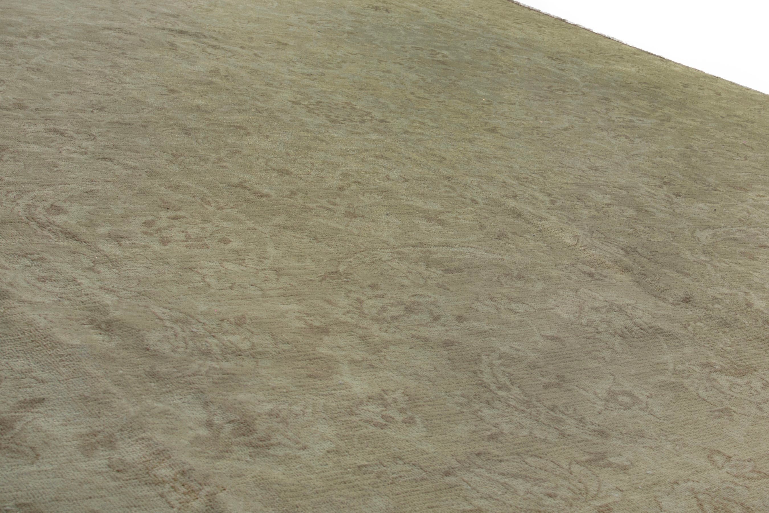 Persian Kashan oversized rug in taupe and greige, view 10 of 20