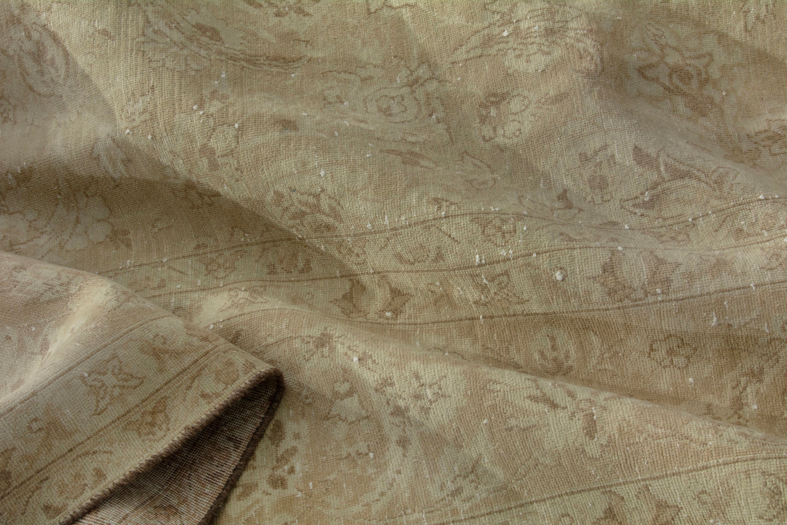 Persian Kashan oversized rug in taupe and greige, view 18 of 20