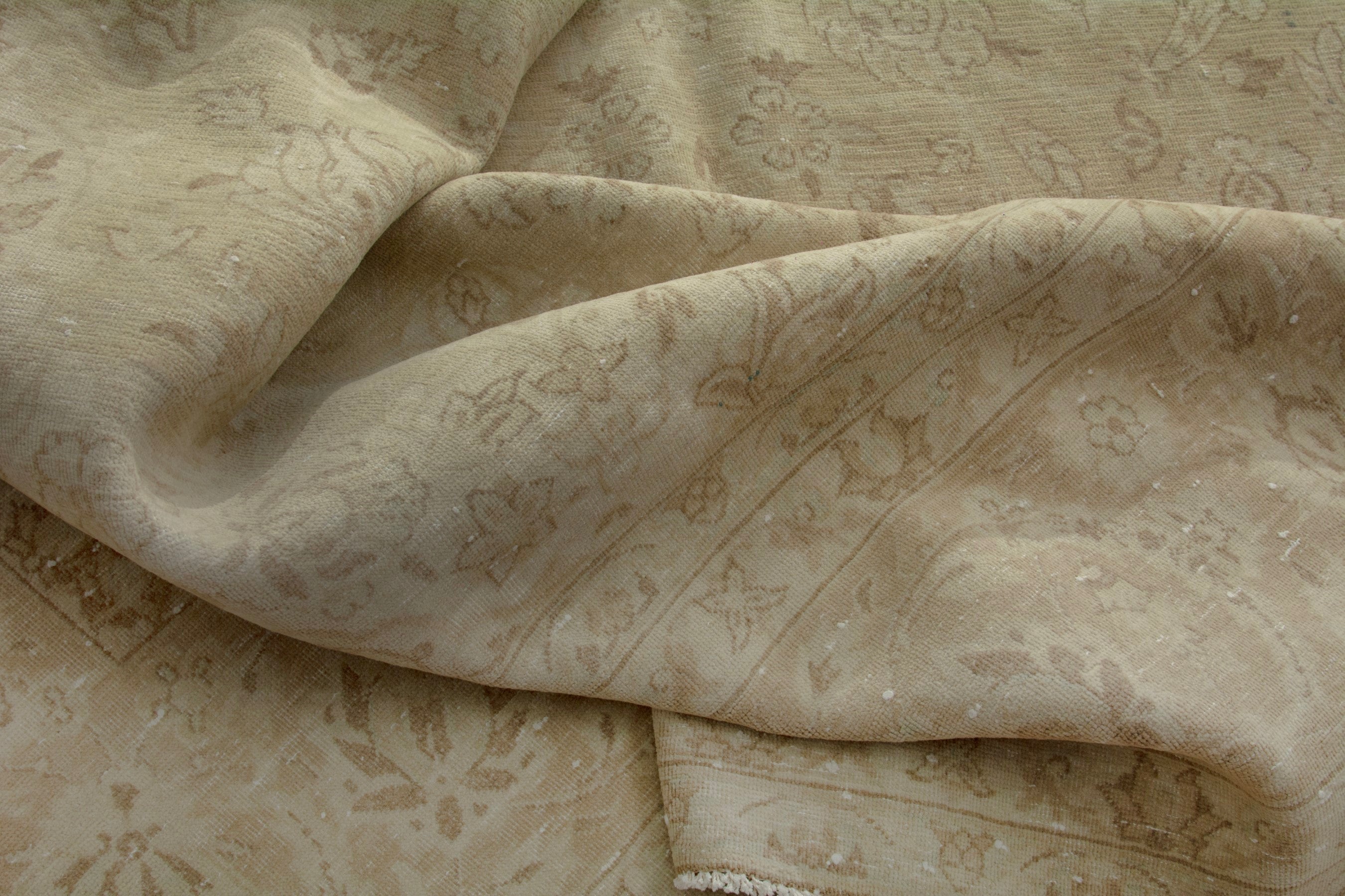 Persian Kashan oversized rug in taupe and greige, view 19 of 20