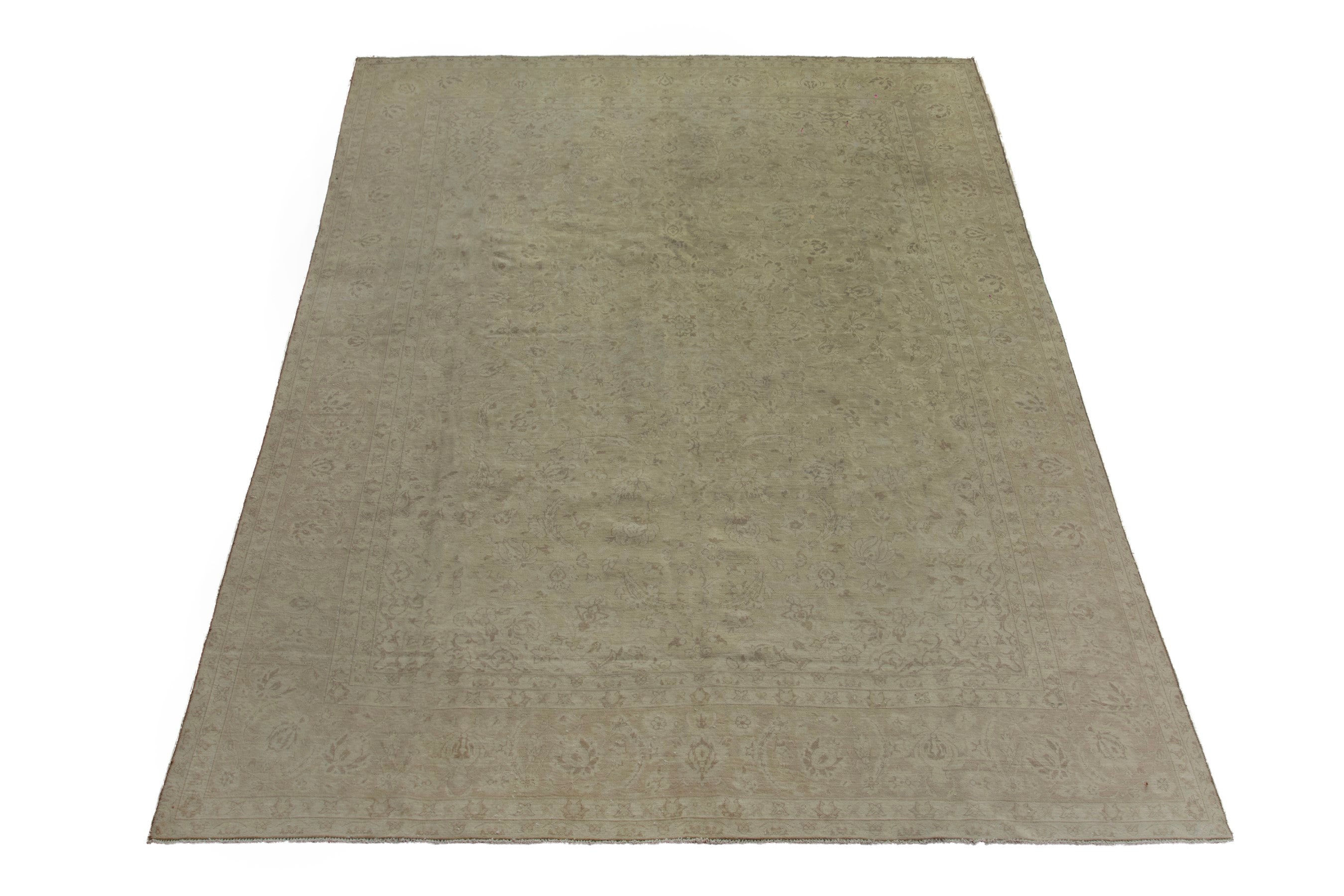 Persian Kashan oversized rug in taupe and greige, view 2 of 20