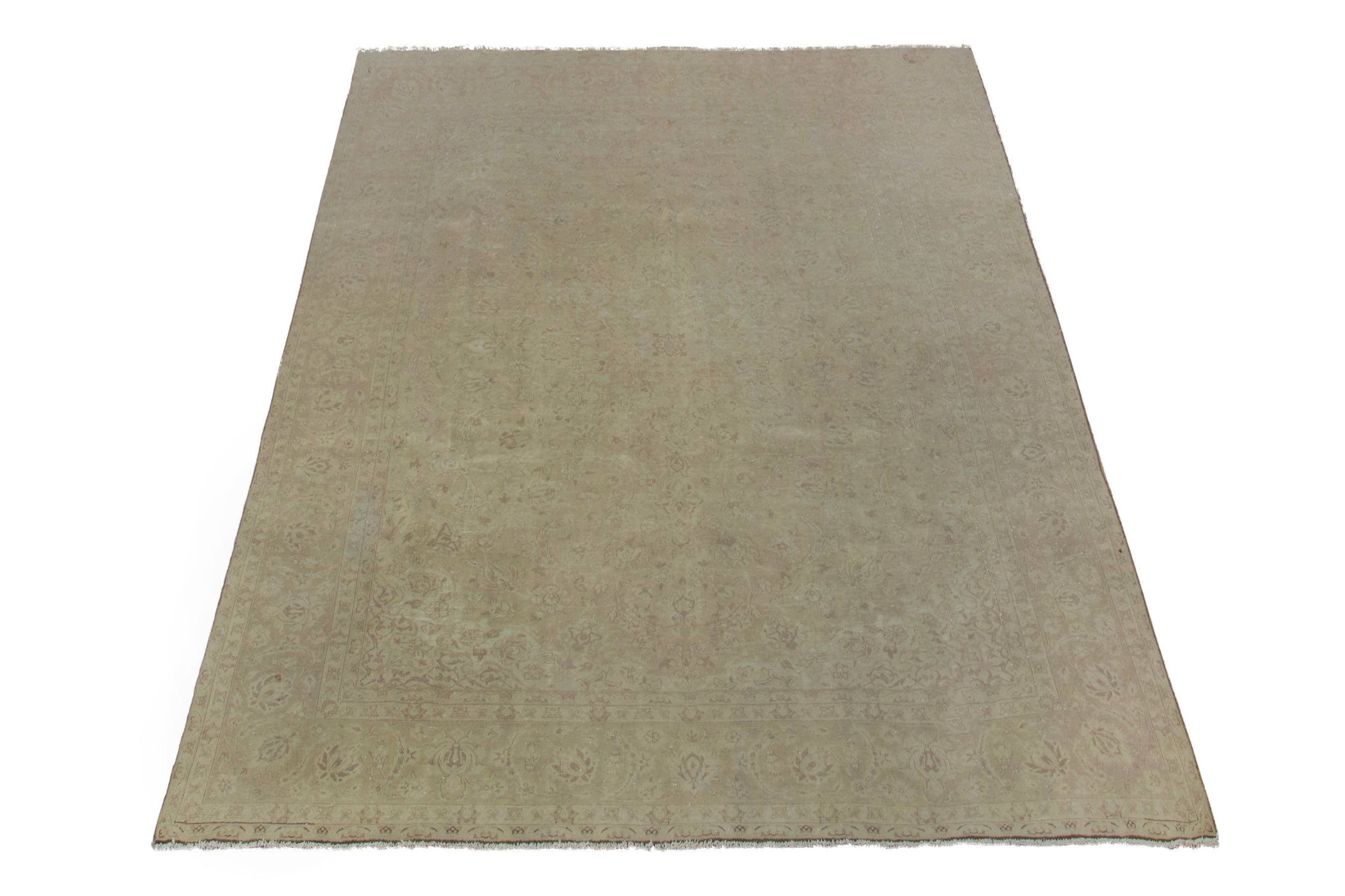 Persian Kashan oversized rug in taupe and greige, view 3 of 20