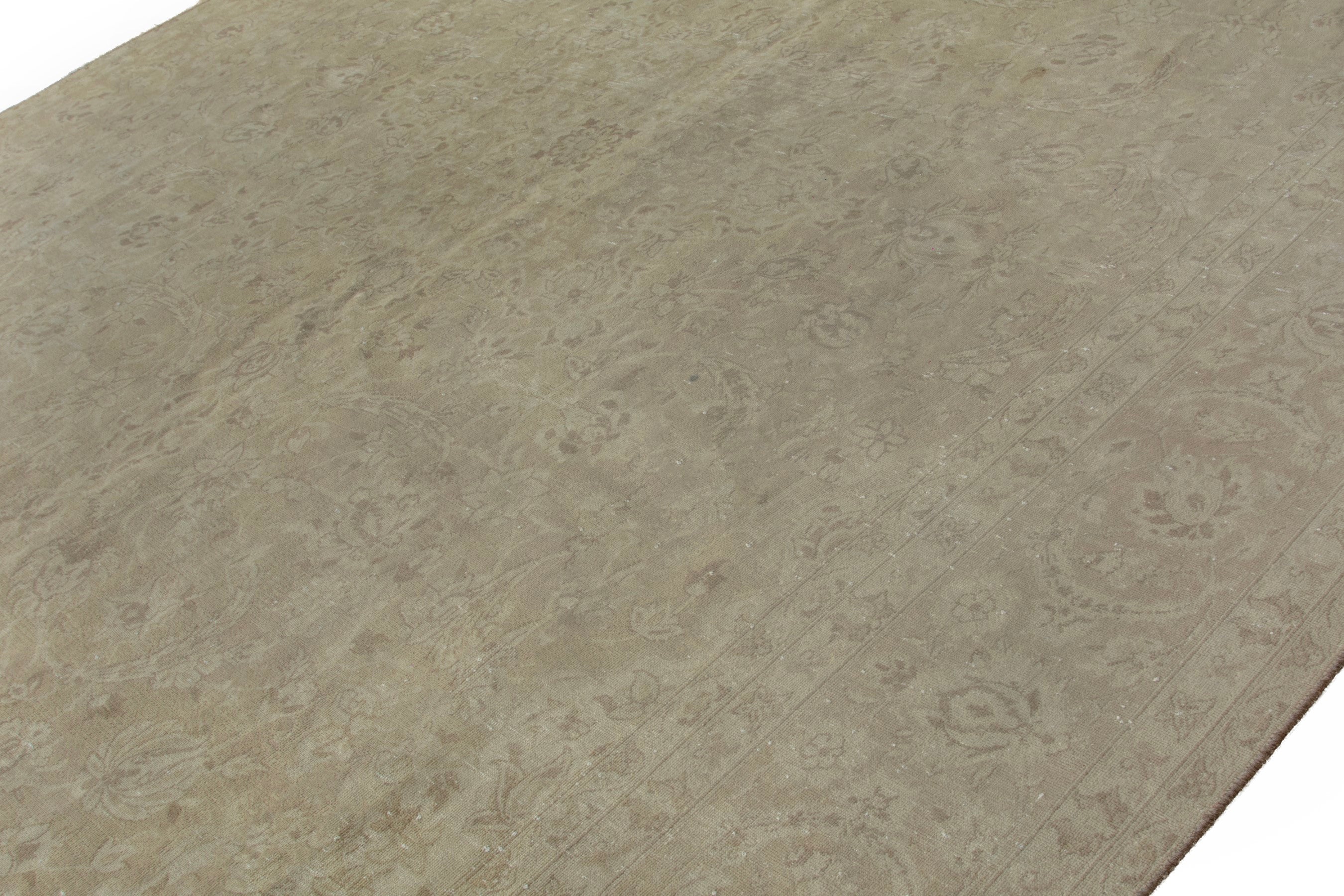 Persian Kashan oversized rug in taupe and greige, view 6 of 20