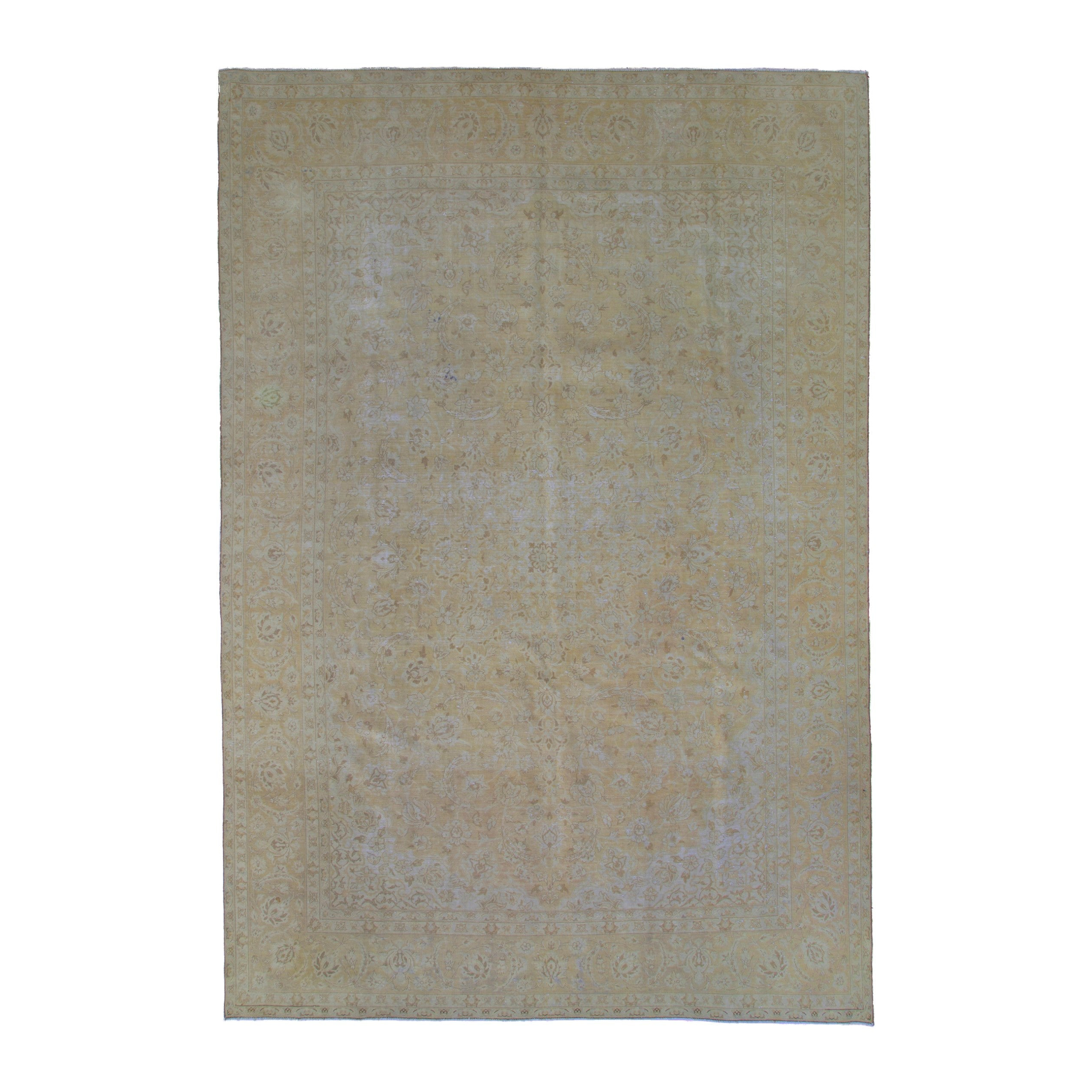 Persian Kashan oversized rug in taupe and greige, 10'11" x 16'