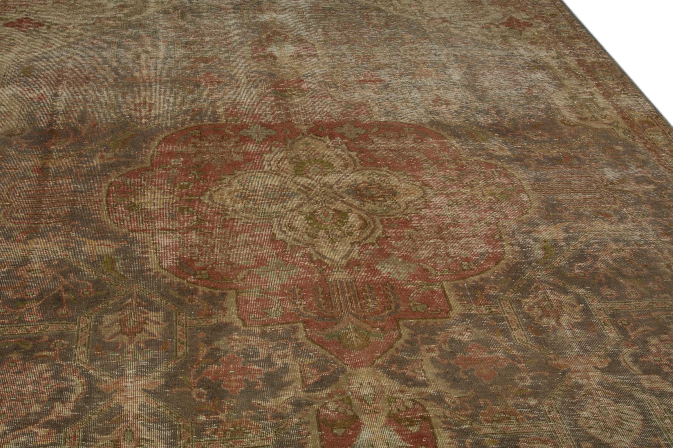 Persian Tabriz oversized rug in taupe and rust, view 10 of 21