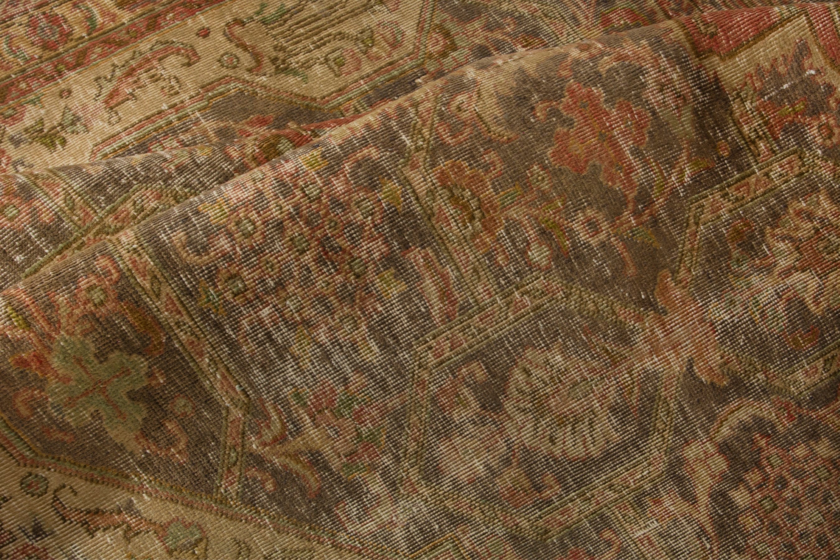 Persian Tabriz oversized rug in taupe and rust, view 19 of 21