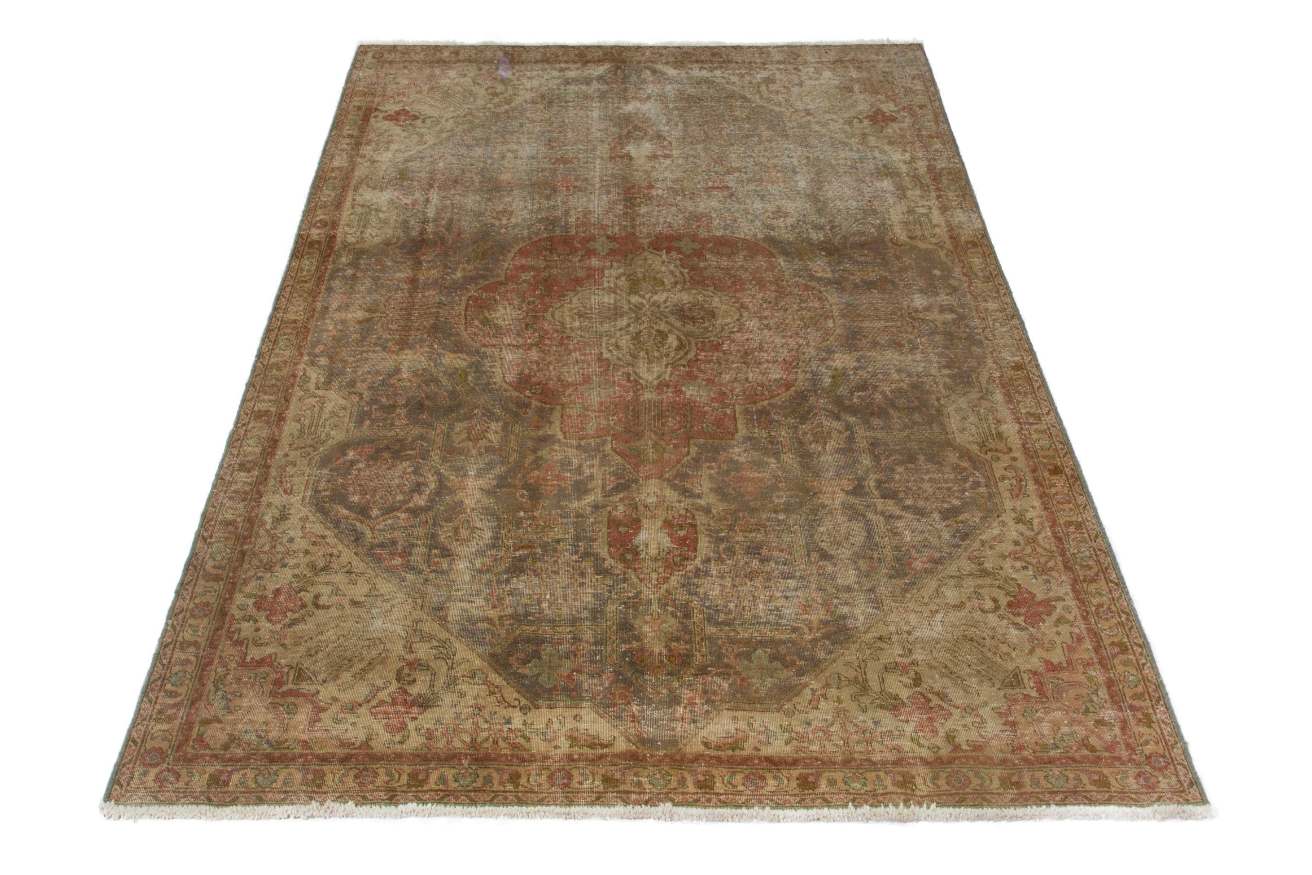 Persian Tabriz oversized rug in taupe and rust, view 3 of 21