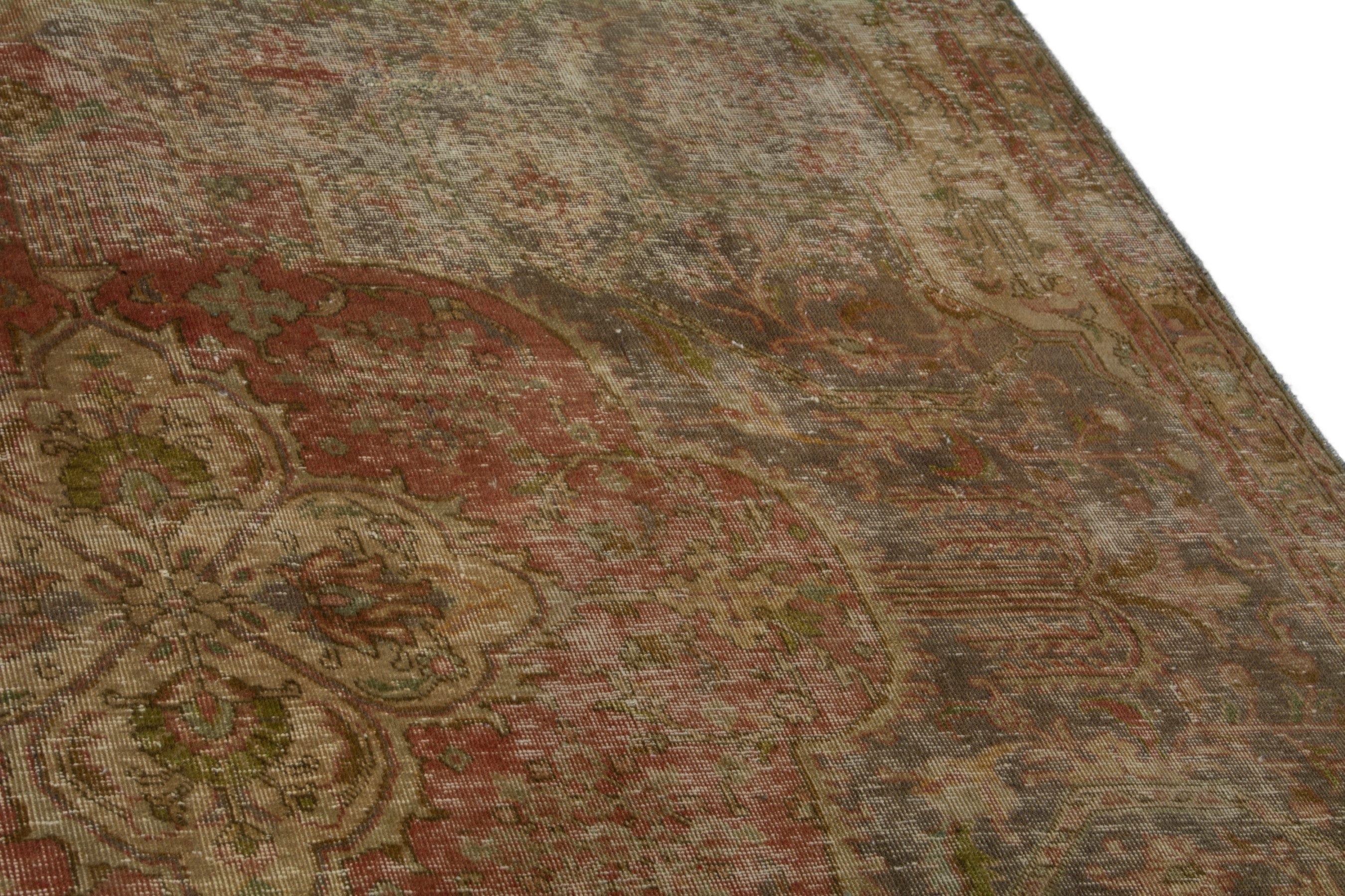 Persian Tabriz oversized rug in taupe and rust, view 7 of 21