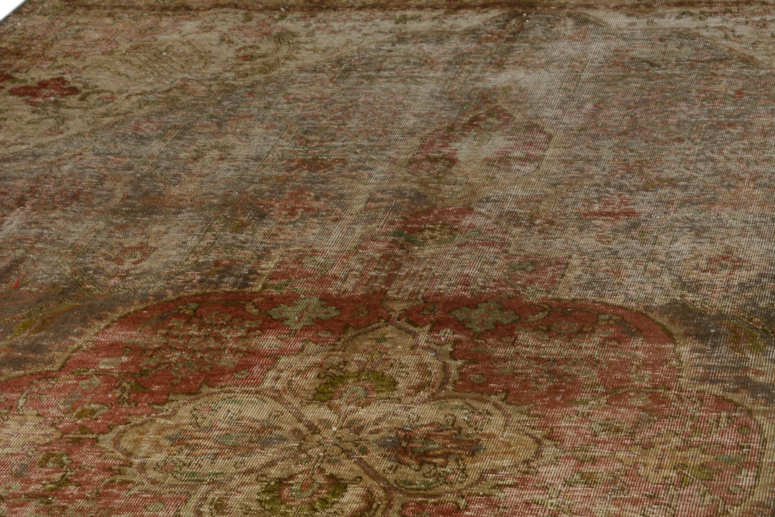 Persian Tabriz oversized rug in taupe and rust, view 9 of 21