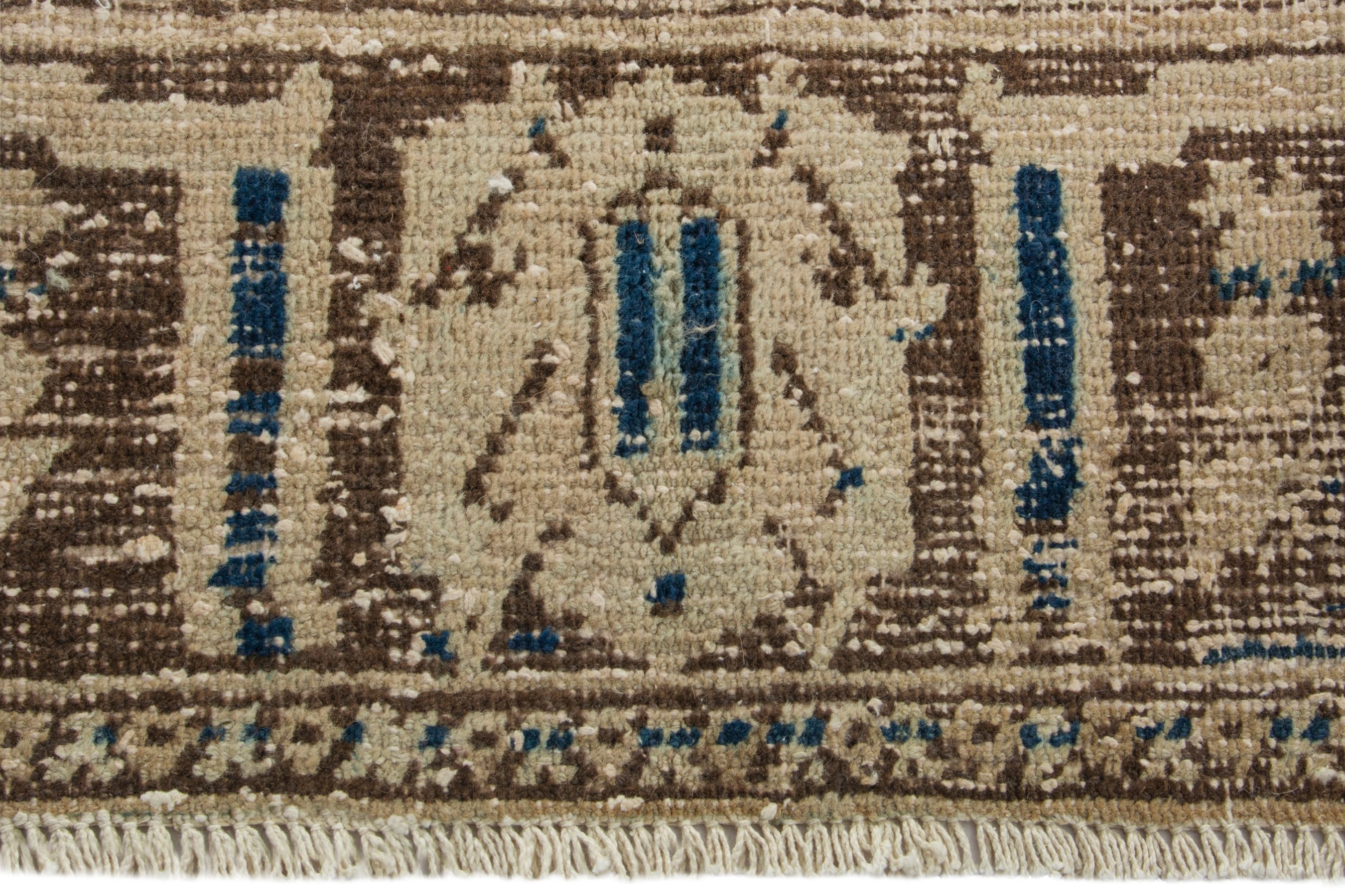 Persian Hamedan area rug in cream and navy, view 12 of 21