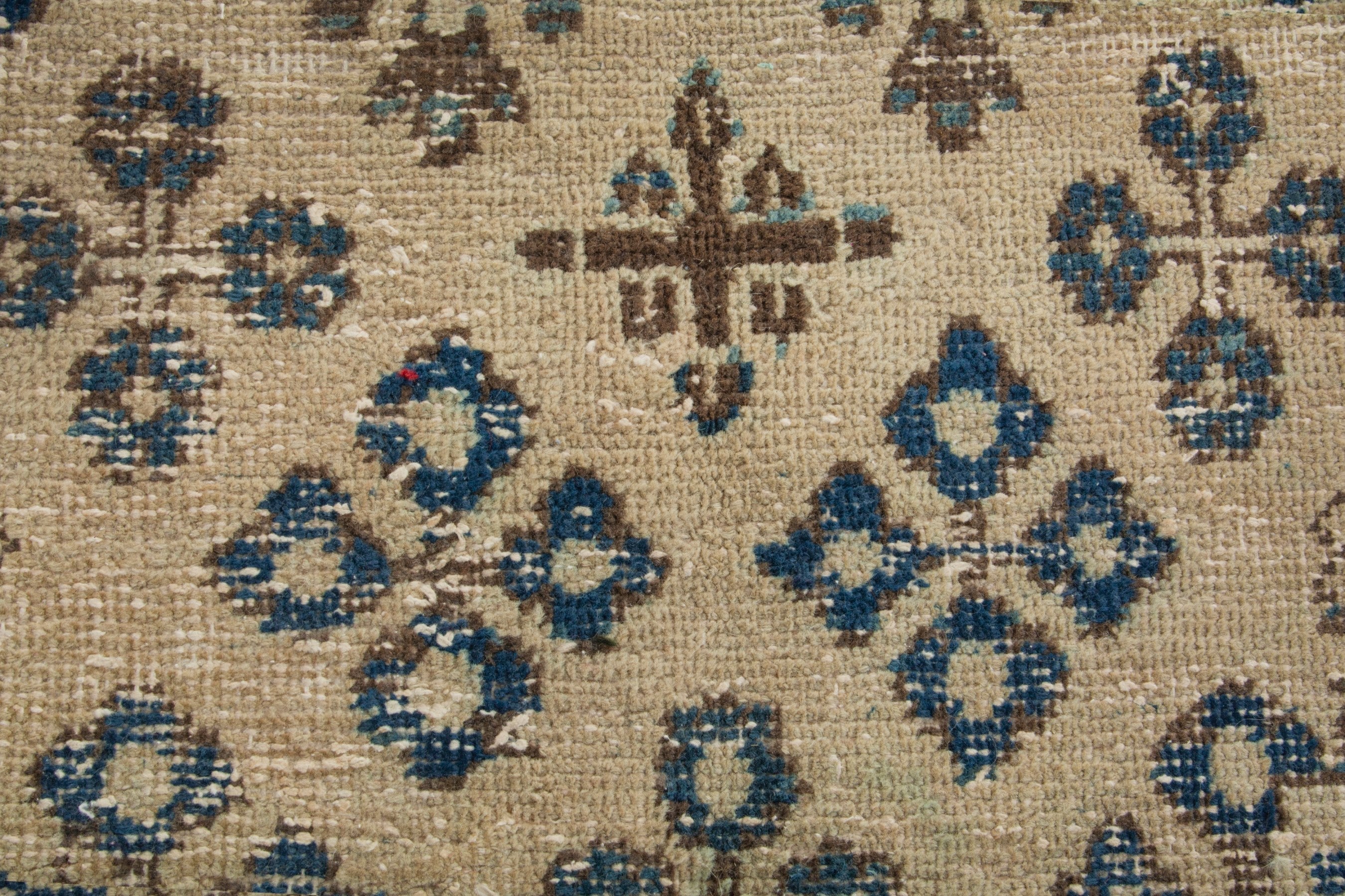 Persian Hamedan area rug in cream and navy, view 14 of 21