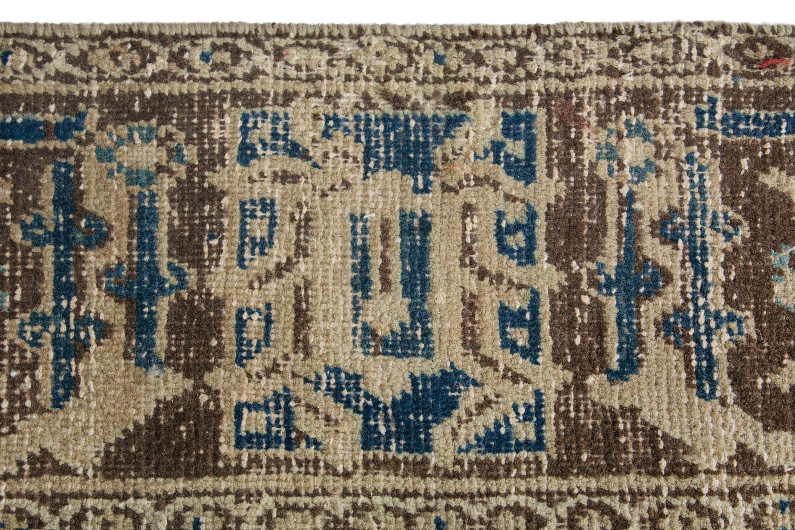 Persian Hamedan area rug in cream and navy, view 13 of 21