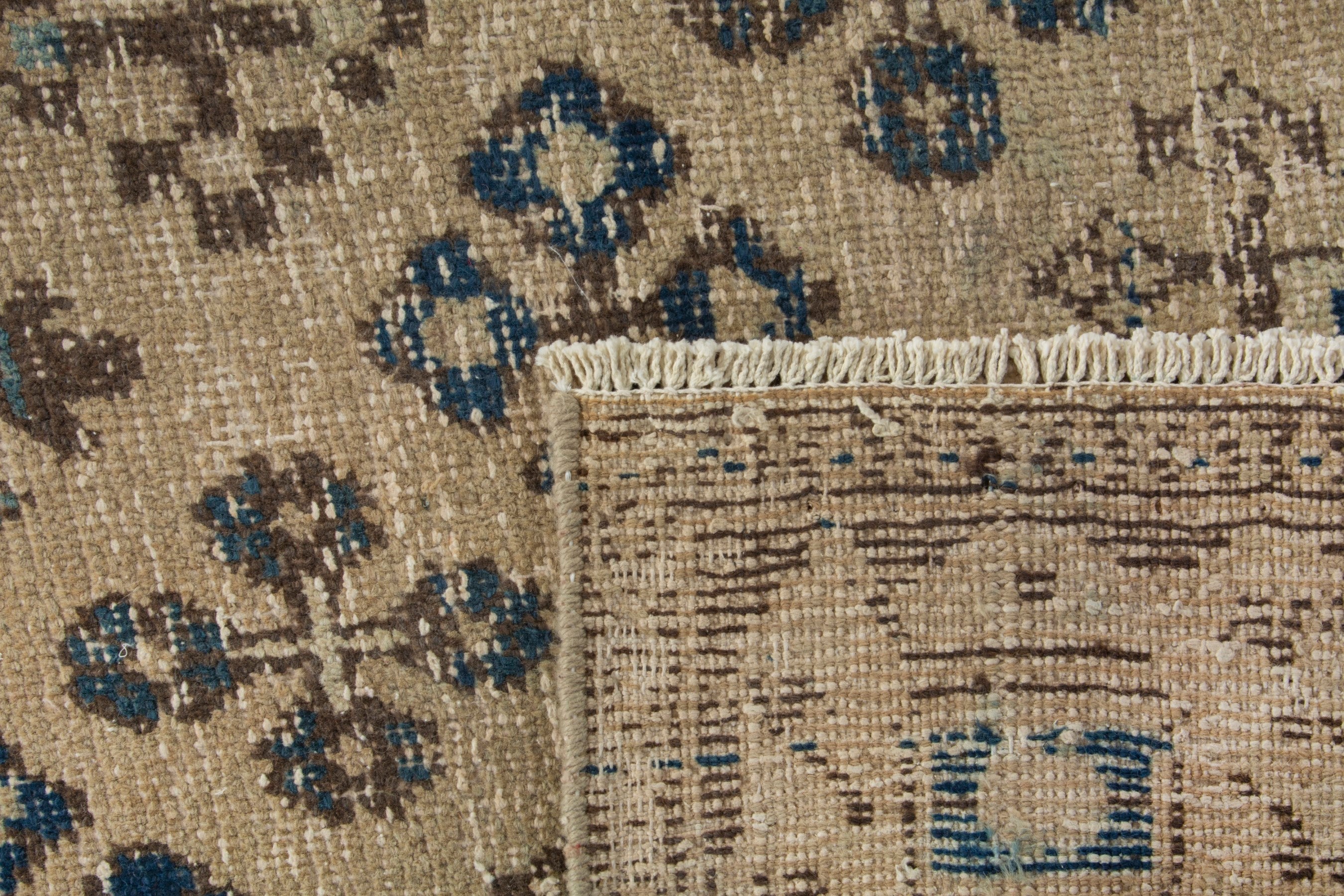Persian Hamedan area rug in cream and navy, view 21 of 21