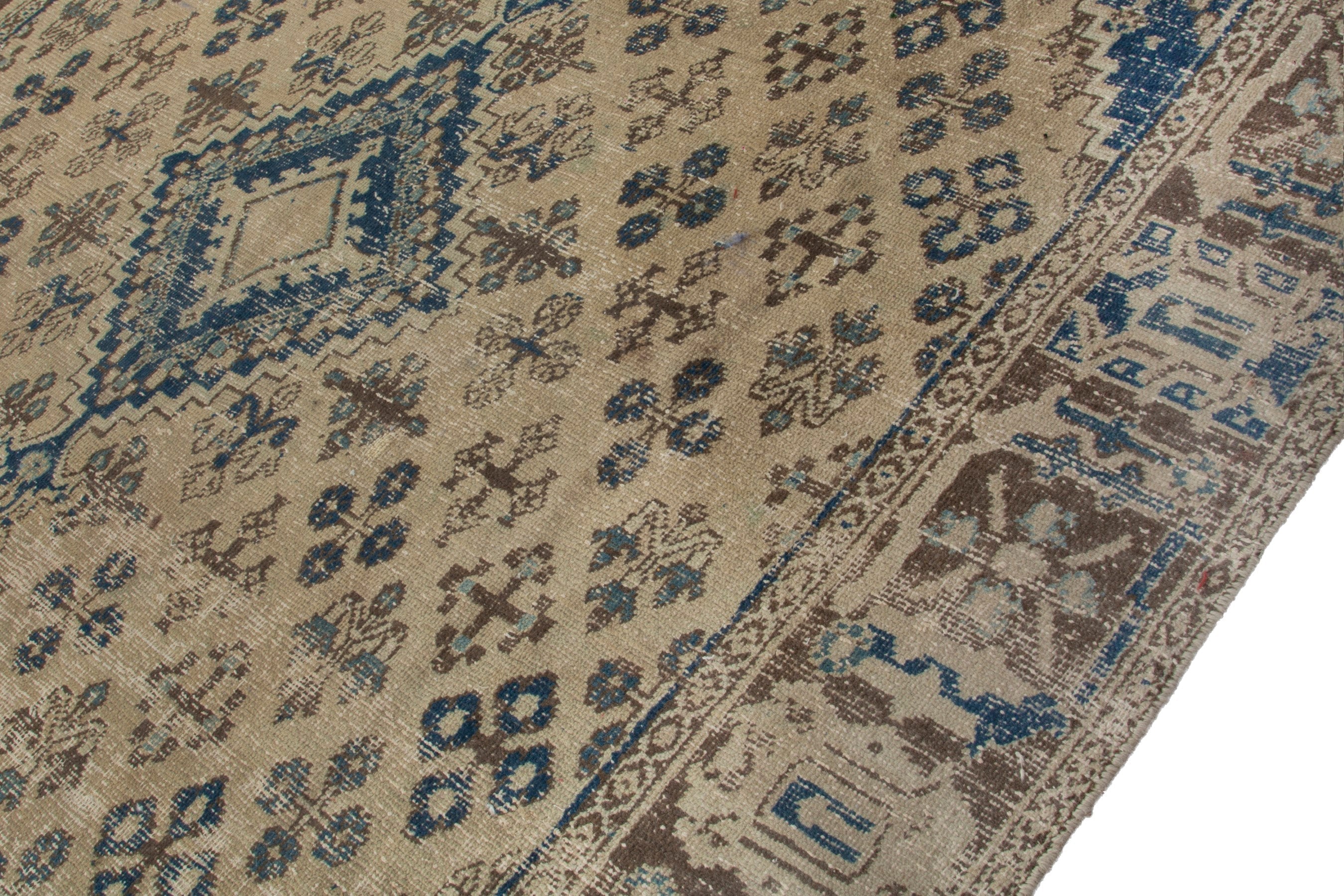 Persian Hamedan area rug in cream and navy, view 7 of 21