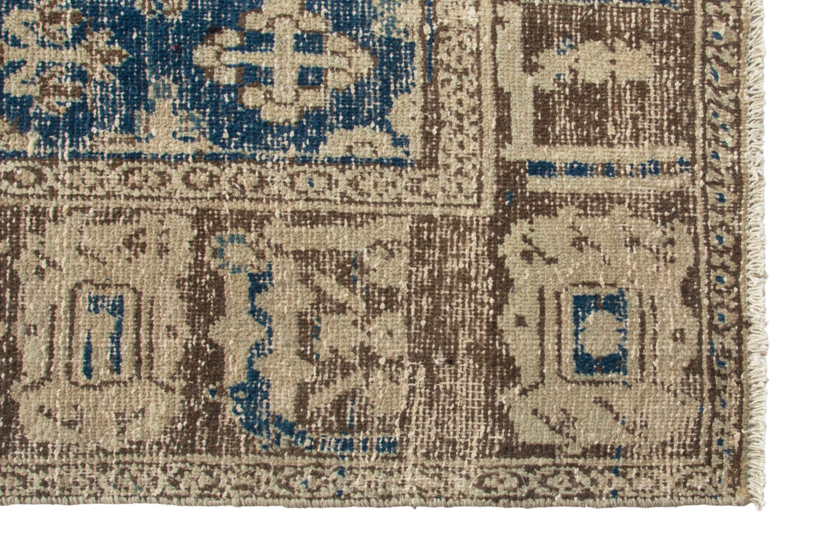 Persian Hamedan area rug in cream and navy, view 5 of 21