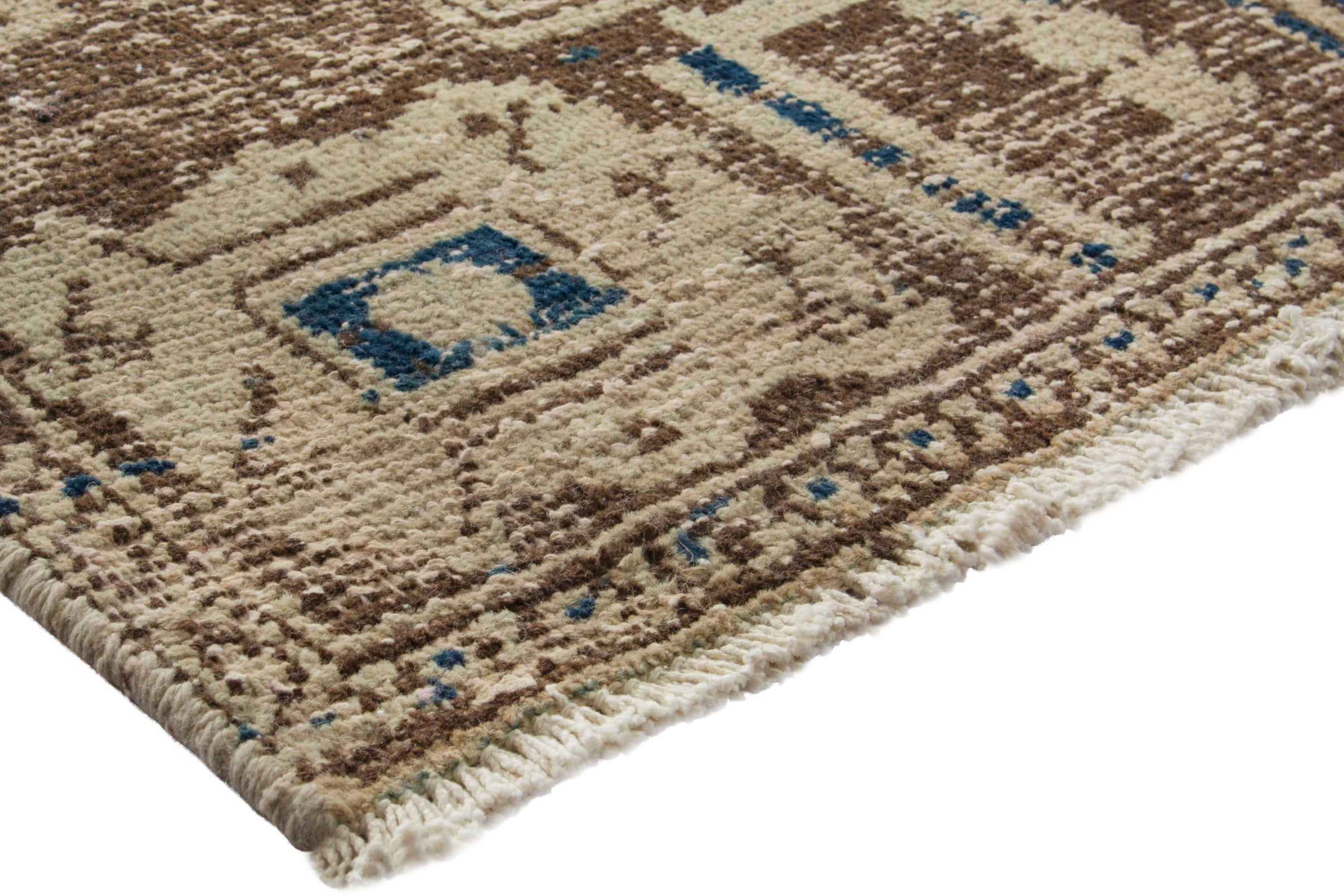 Persian Hamedan area rug in cream and navy, view 4 of 21