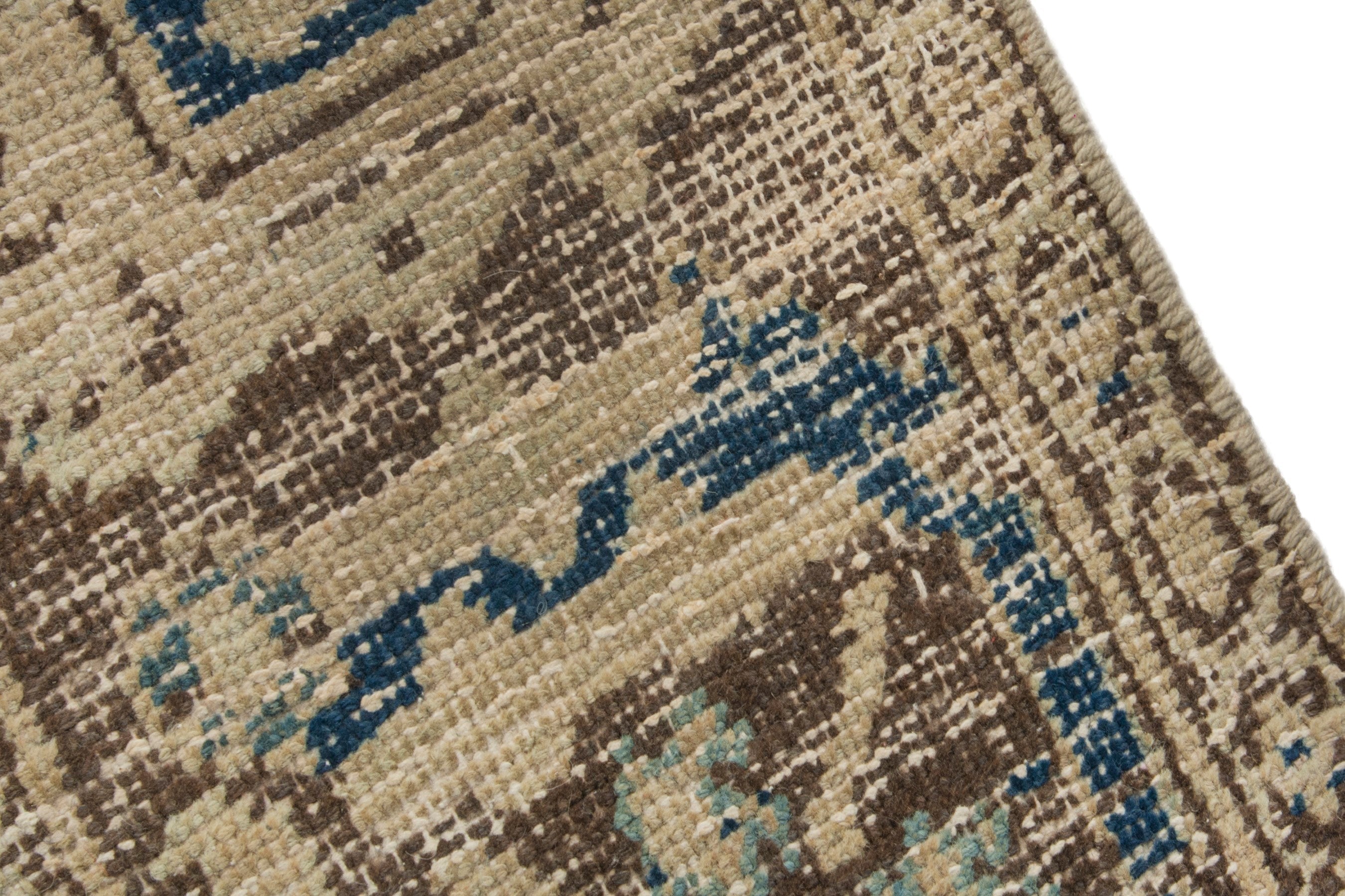 Persian Hamedan area rug in cream and navy, view 8 of 21