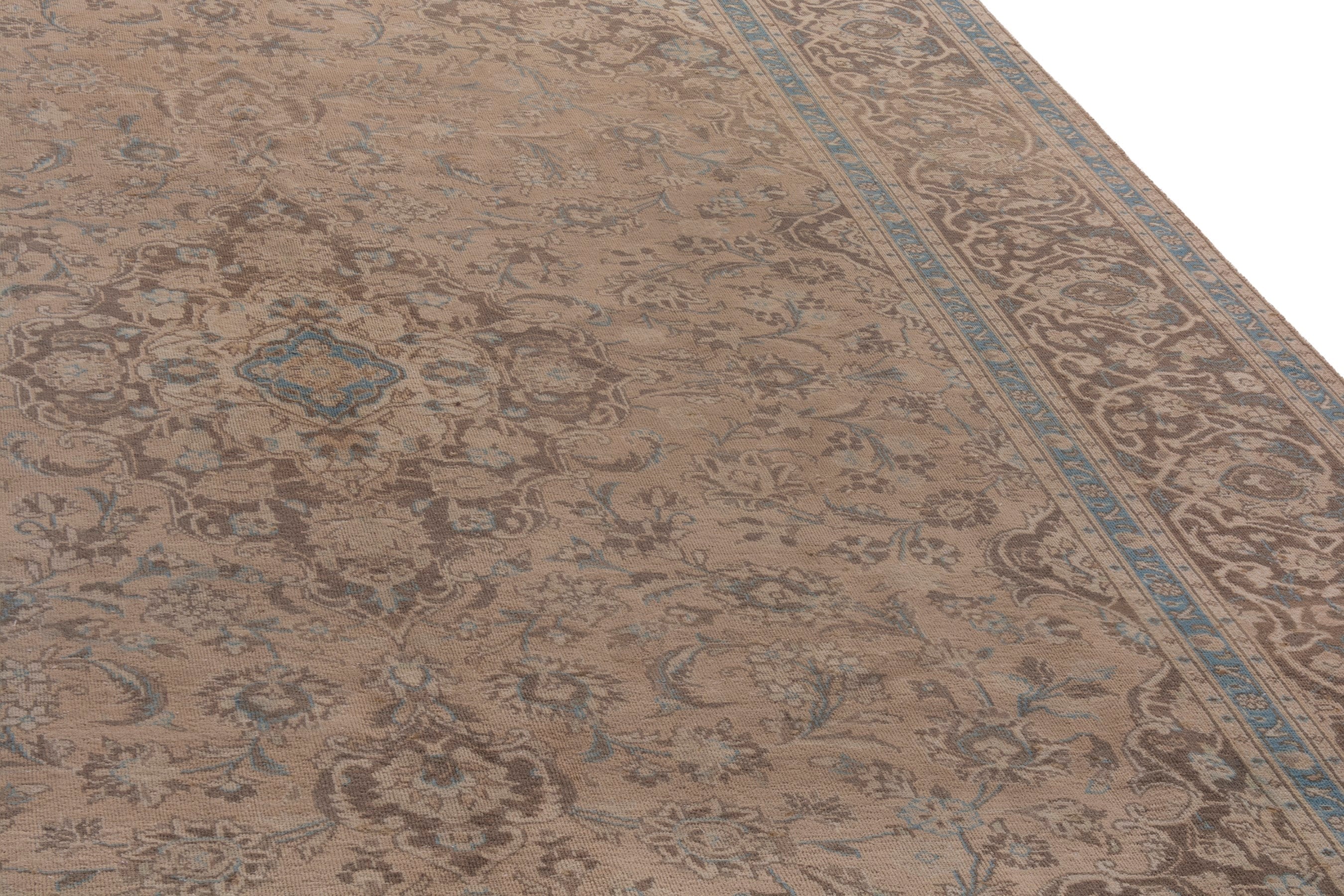Persian Kashan oversized rug in tan and greige, view 10 of 22